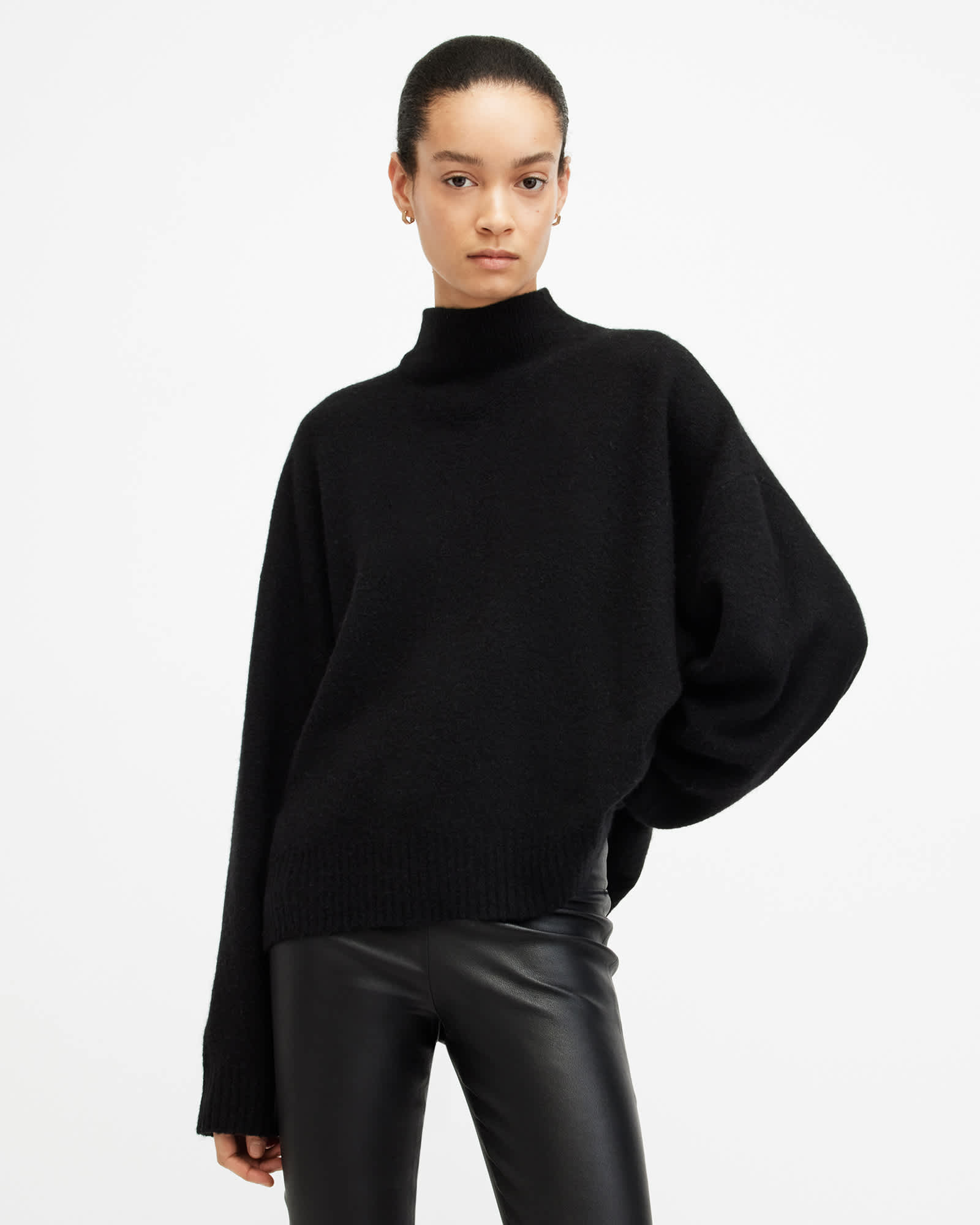 Allsaints Women's Black Asha High Neck Jumper - Size  S