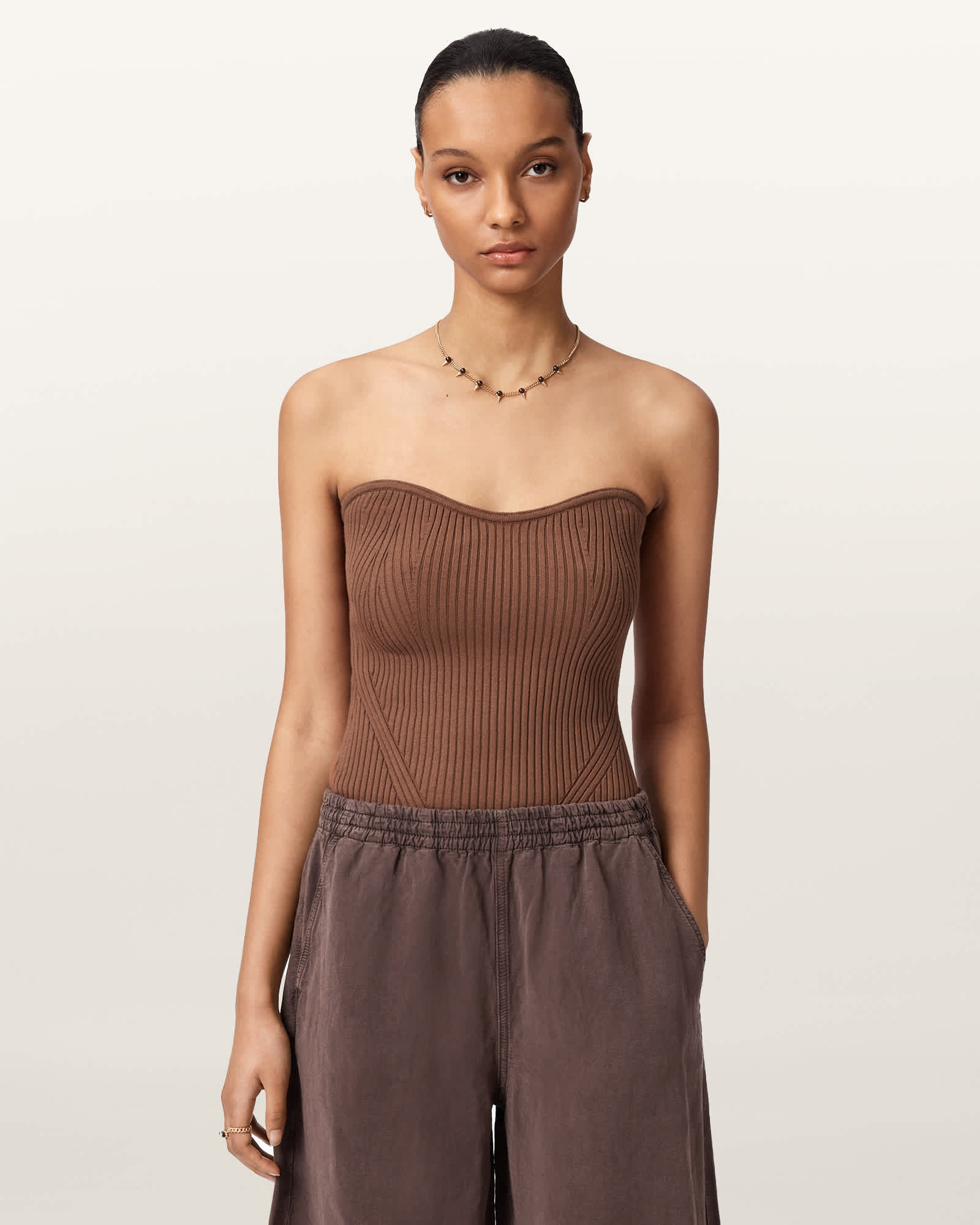 AllSaints Viscose Cruz Bandeau Slim Fit Top, Size: L