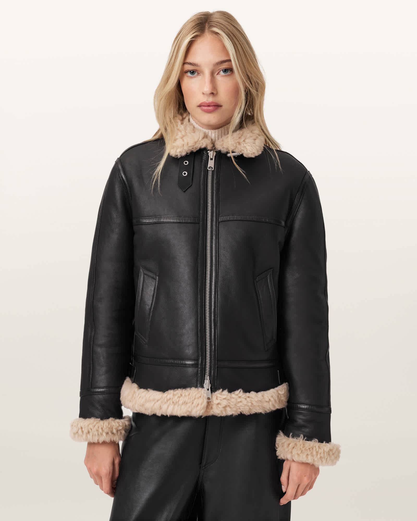 AllSaints Lorel Shearling Flying Jacket