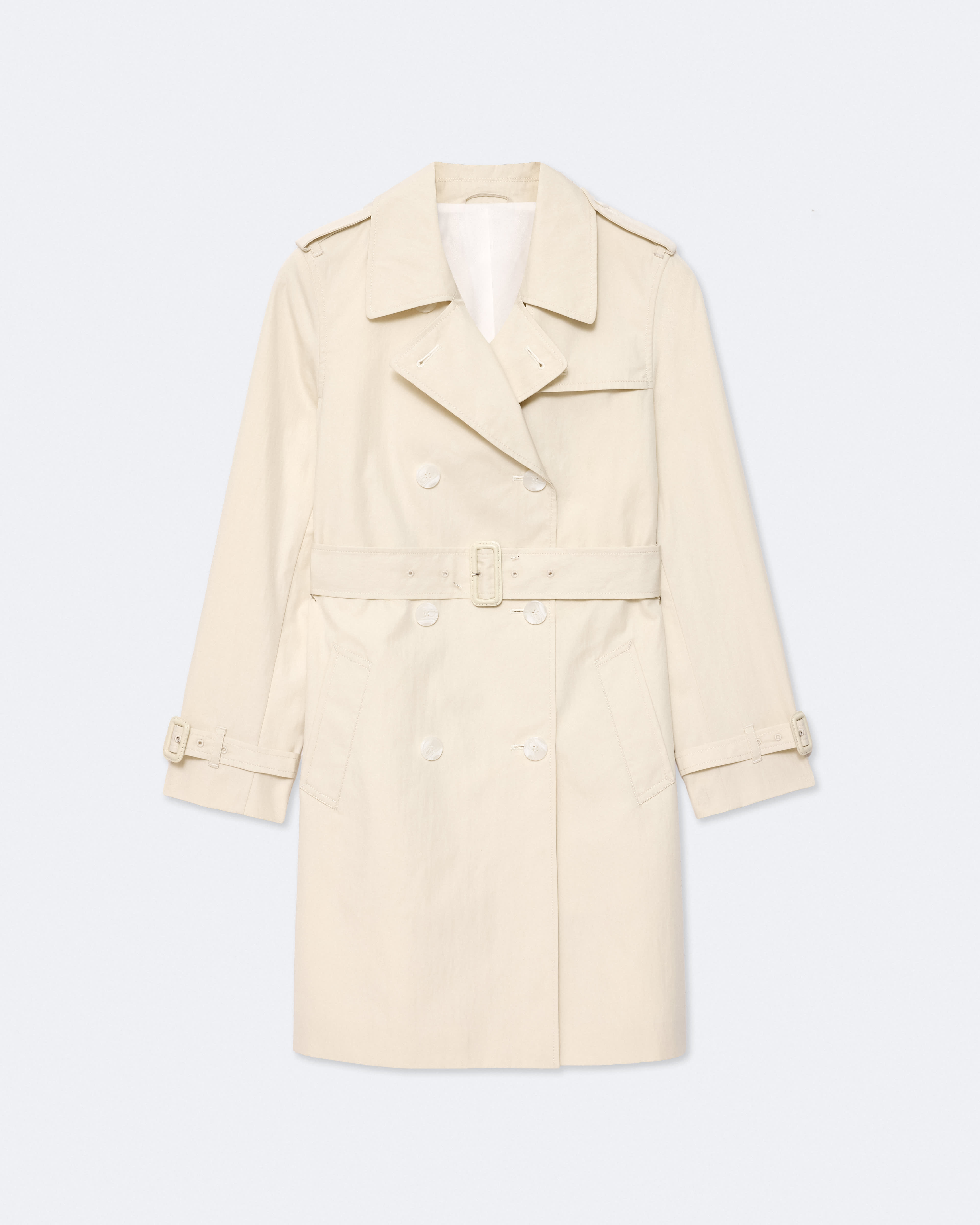 AllSaints Women's Leonard Double-Breasted Cotton Trench Coat, White, Size: 12