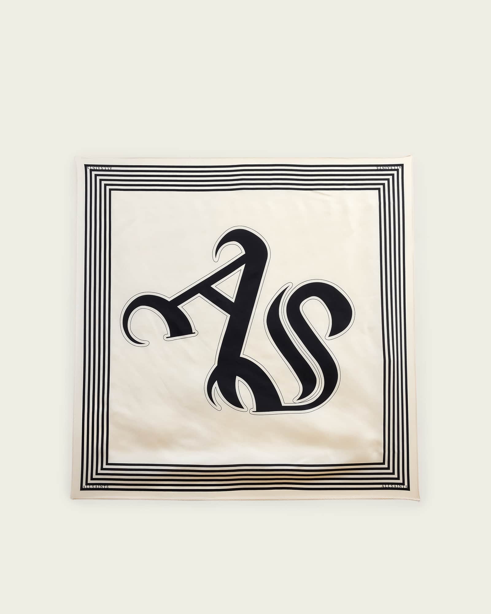 AllSaints Gothic AllSaints Silk Scarf,, Pebble White