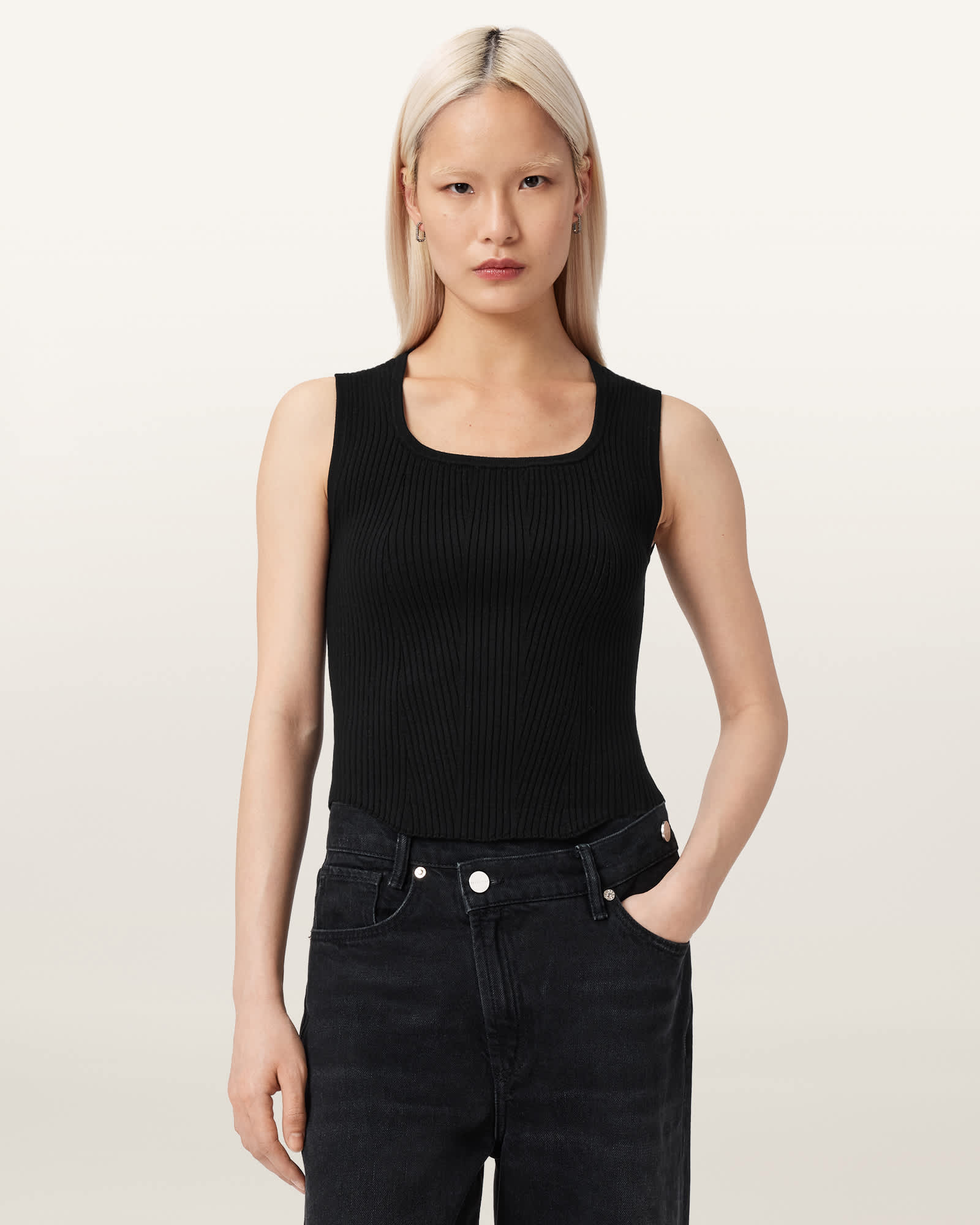 AllSaints Viscose Cruz Slim Fit Bodice, Size: S