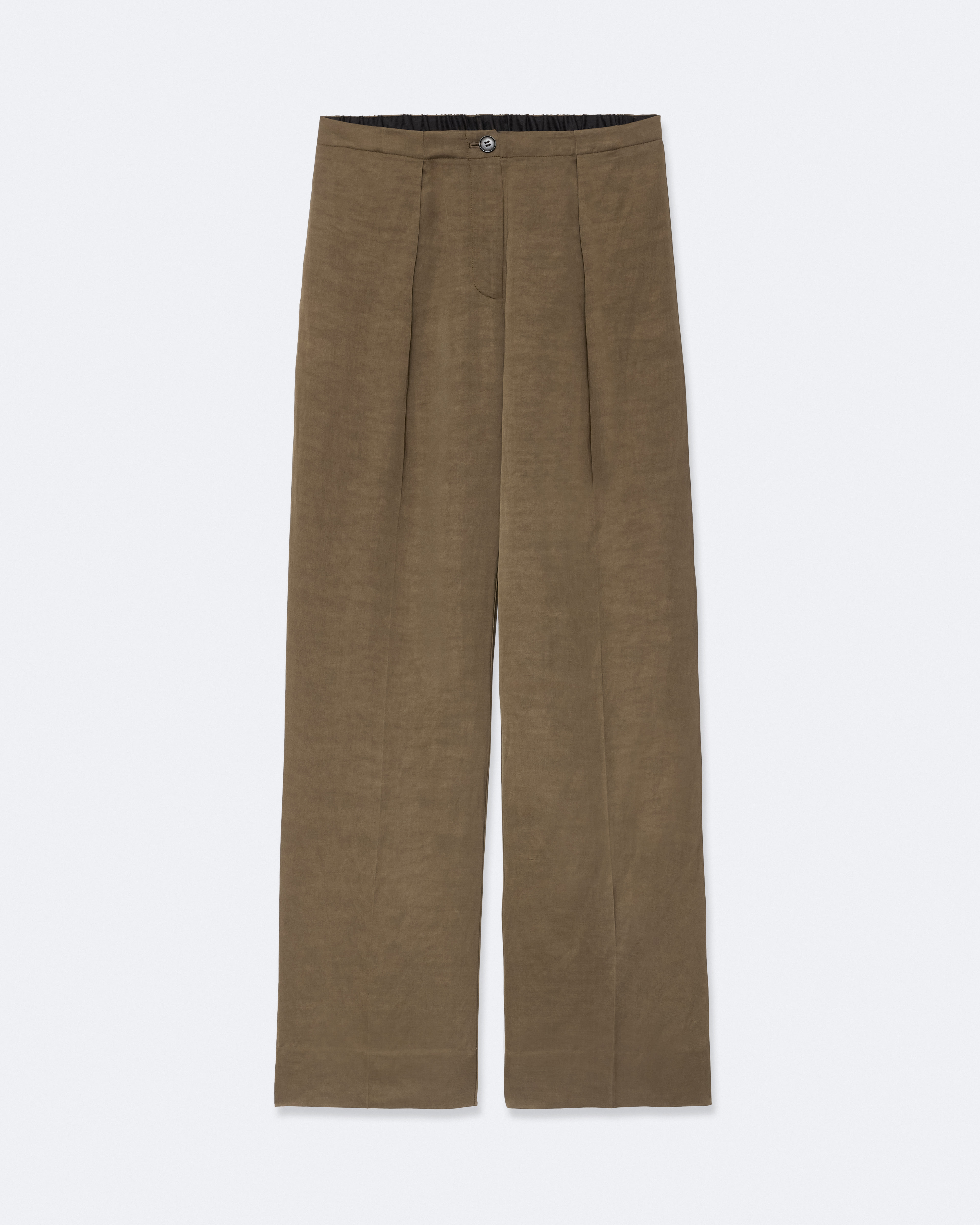 Allsaints Women's Leonie Mid-Rise Satin Wide-Leg Trousers Green Size Uk 10/Us 6