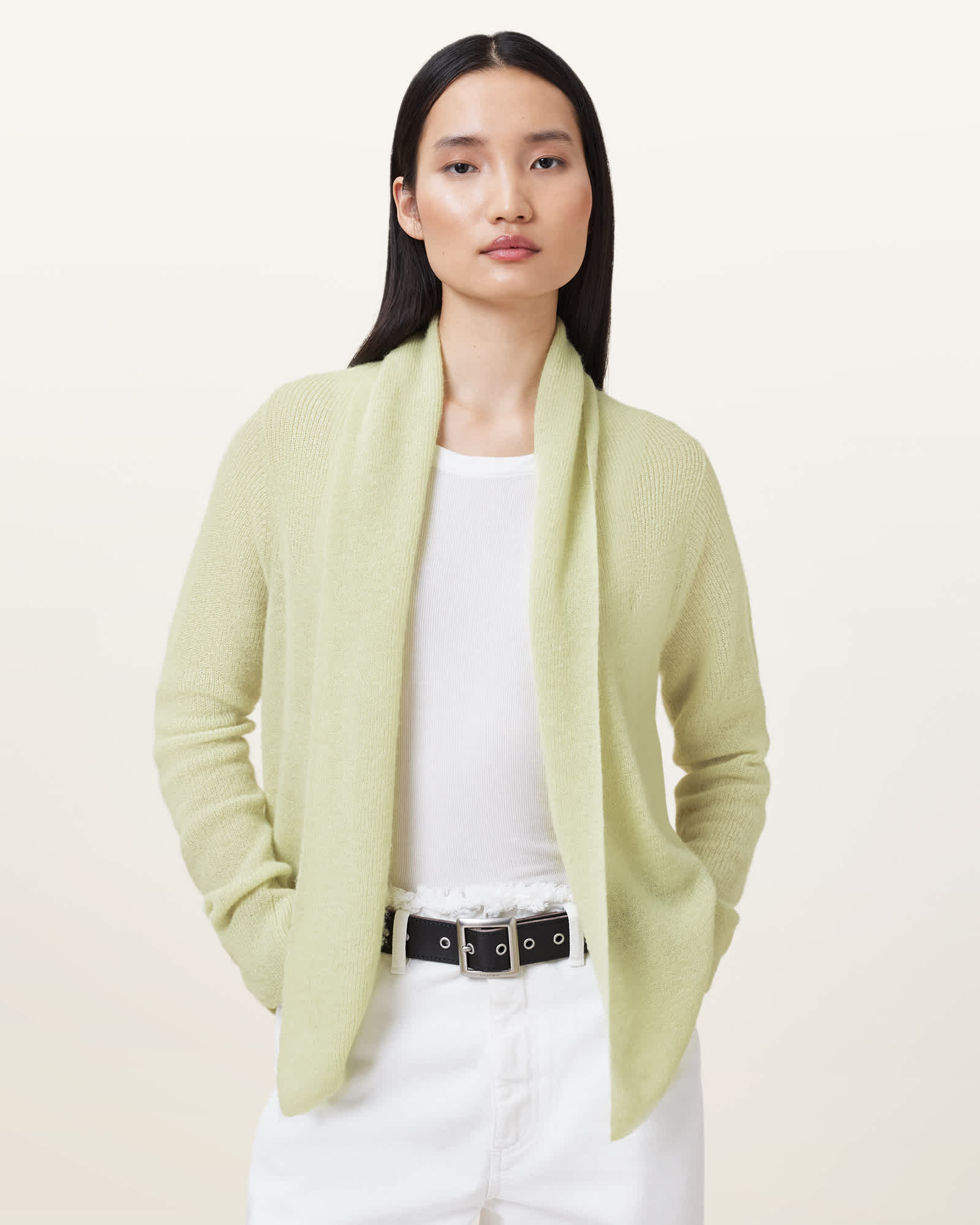 AllSaints Laina Knitted Cardigan,, Jade Green