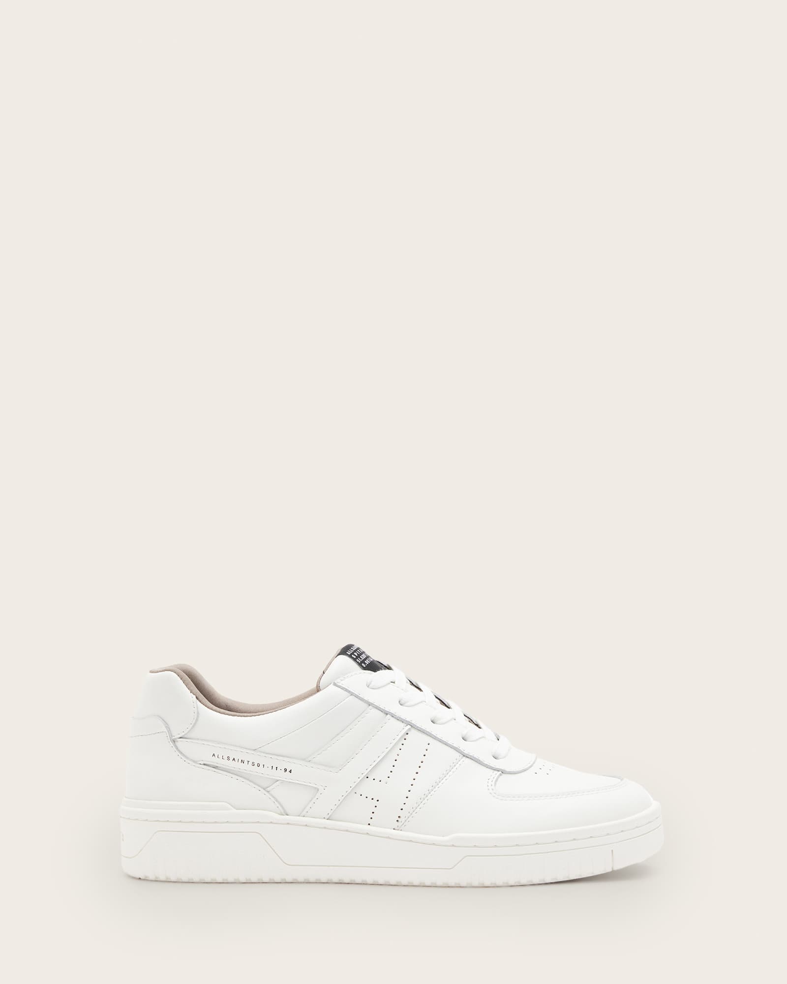AllSaints Vix Low Top Round Toe Leather Trainers,, White
