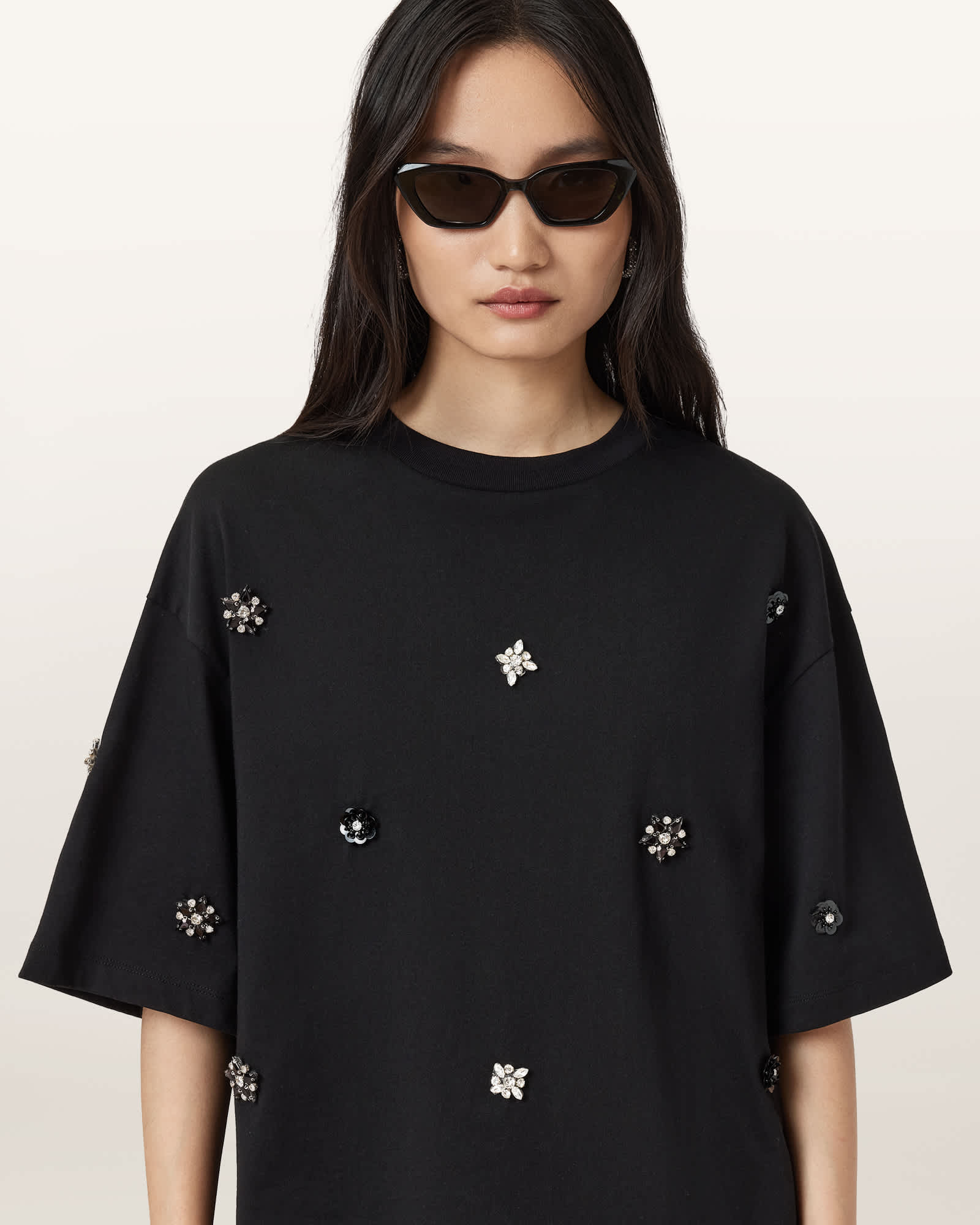 Allsaints Women's Amelie Embellished Oversized T-Shirt - Size  L