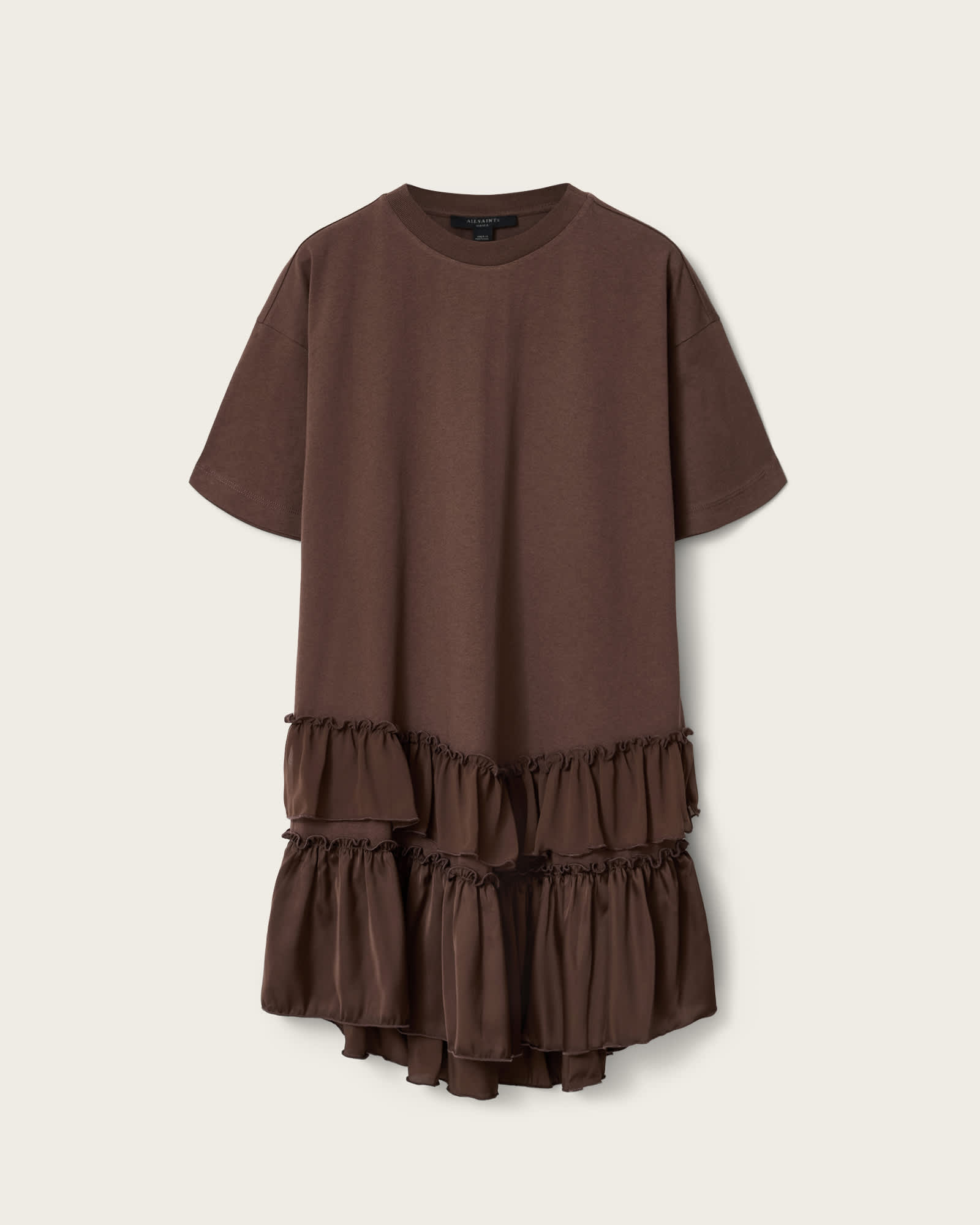 Allsaints Feyre Relaxed Fit Mini Dress In Brown