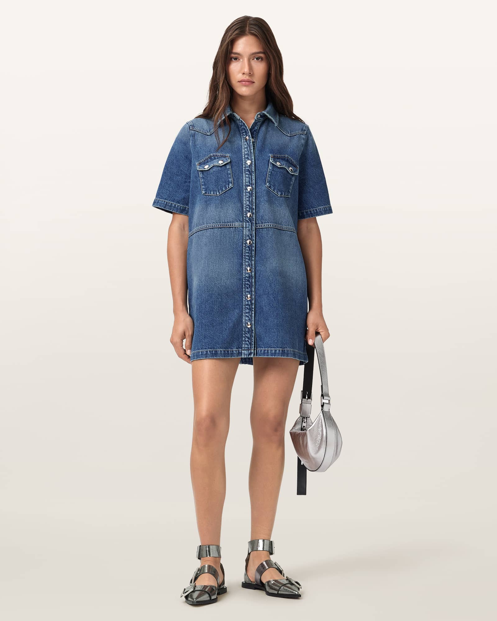 AllSaints Rock Denim Mini Dress