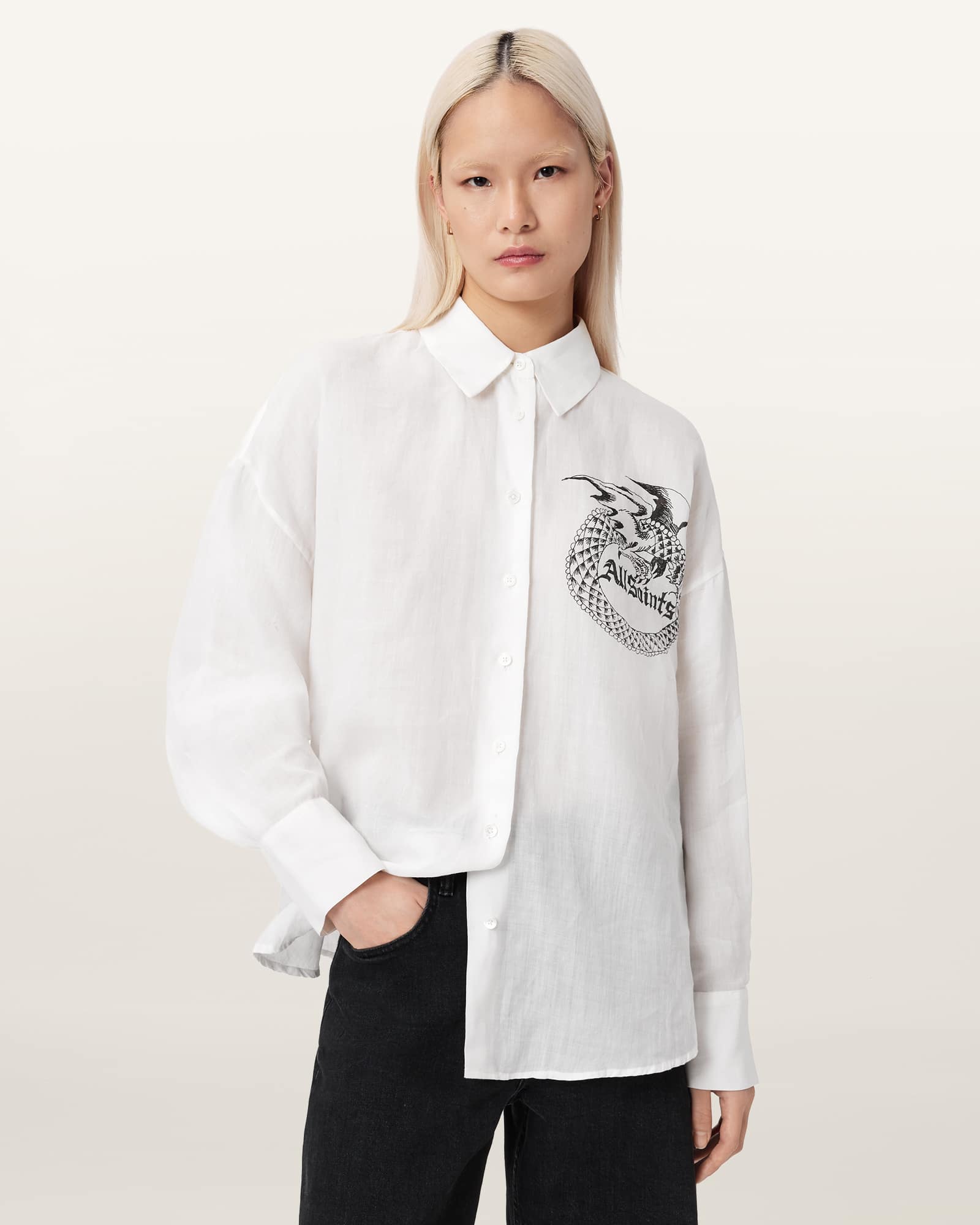 AllSaints Women's Sparrow Printed Linen Shirt