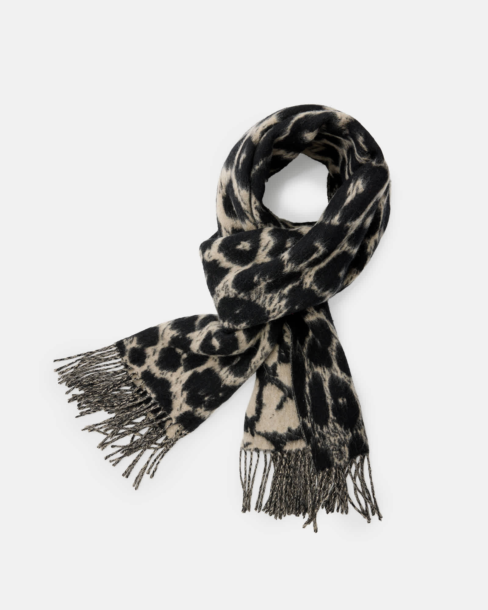 AllSaints Wool Mabel Leopard Print Scarf