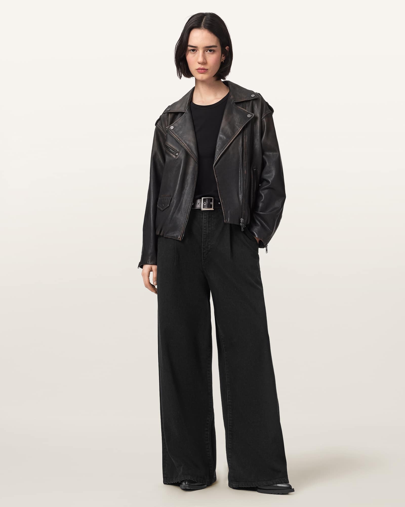 AllSaints Lyocell Haze Pleated Wide Leg Jeans, Size: 30