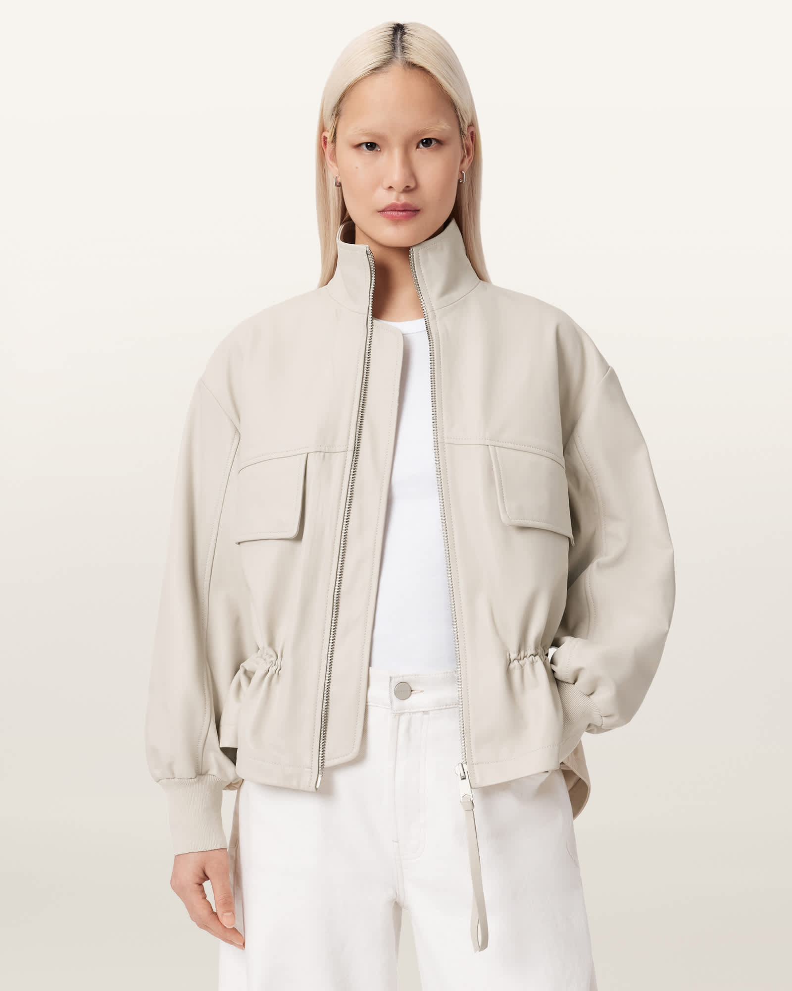 AllSaints Leather Flor Leather Jacket, Size: UK 10/US 6