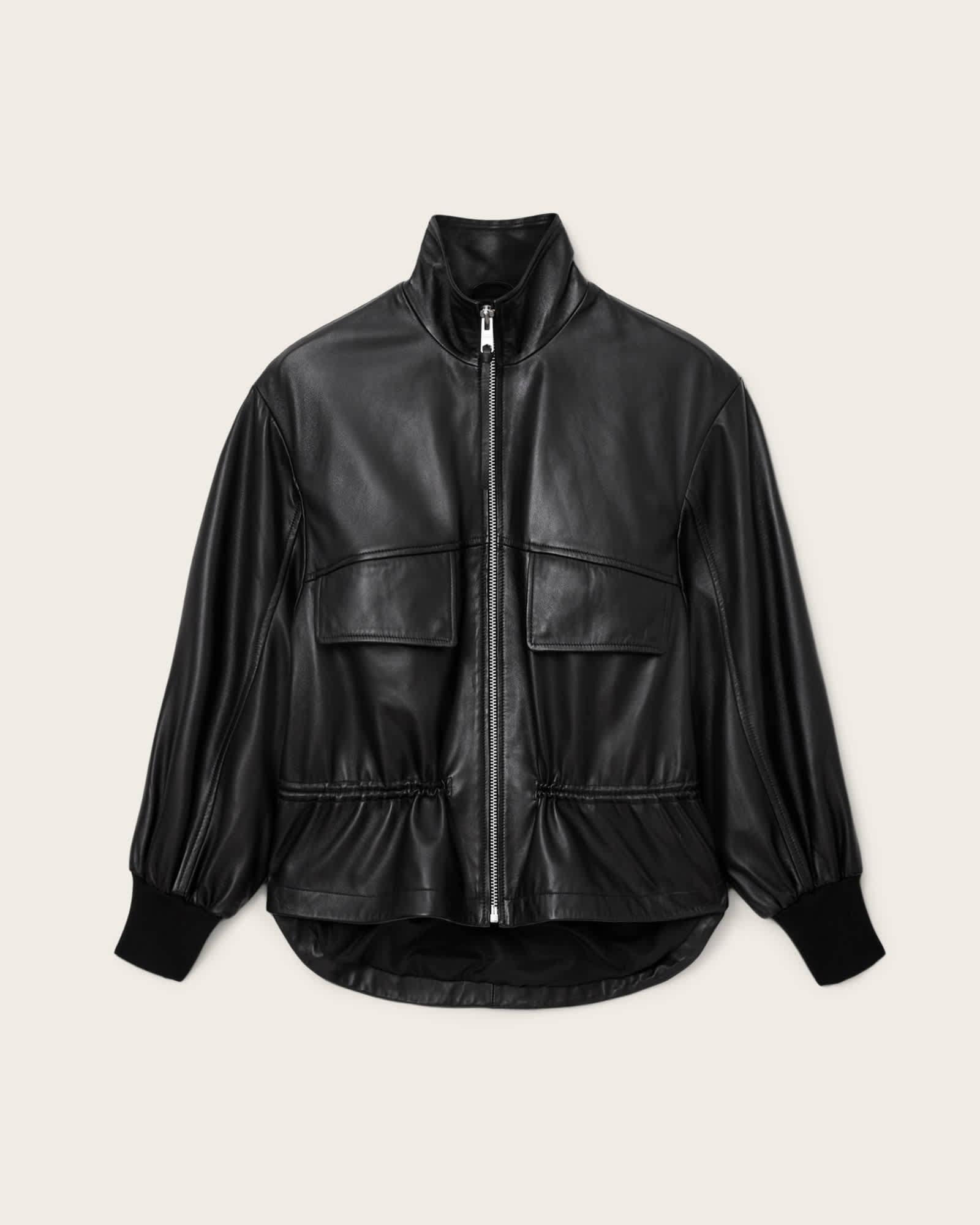 AllSaints Leather Flor Leather Jacket, Size: UK 14/US 10