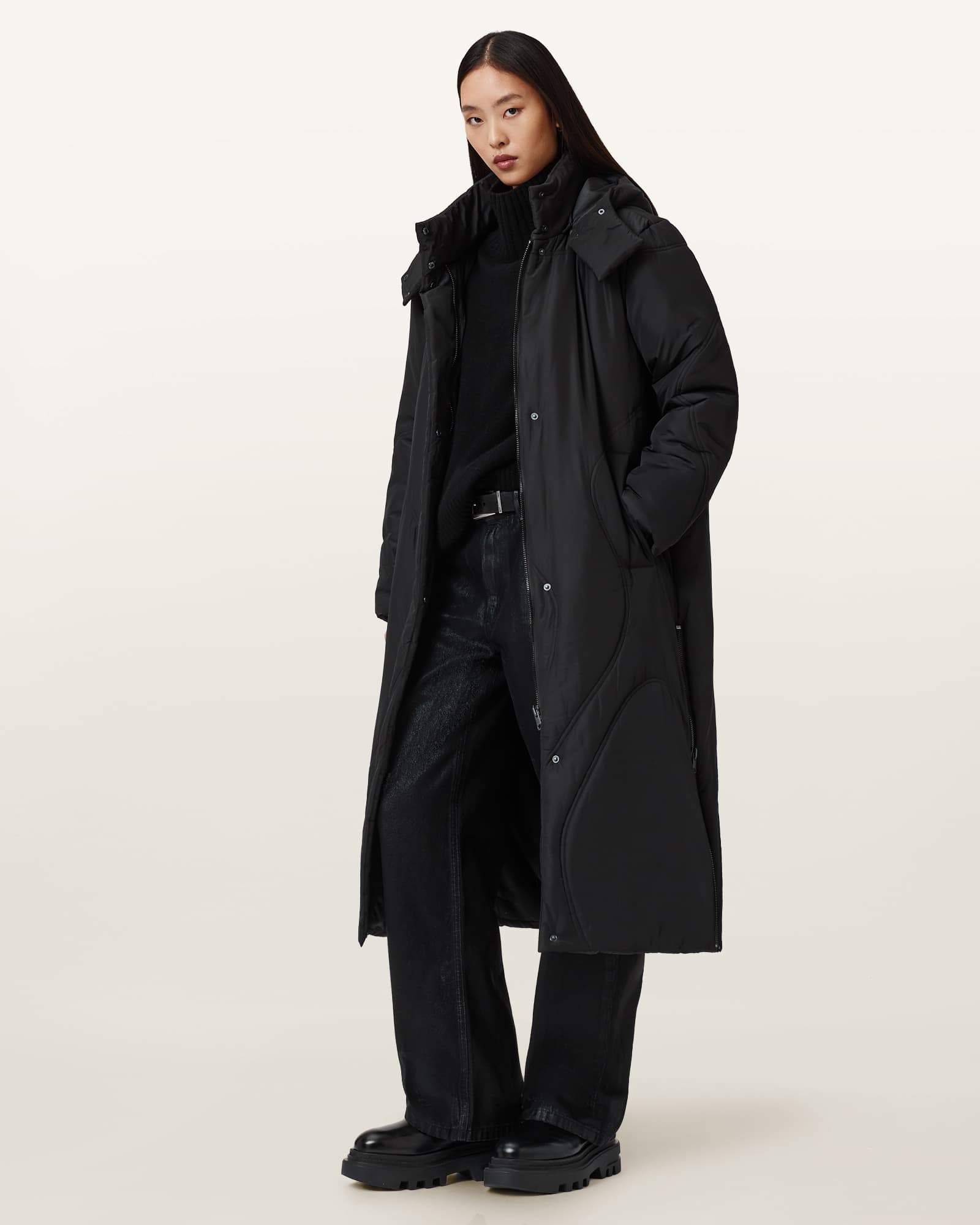 AllSaints Winnie Relaxed Fit Puffer Jacket,, Black