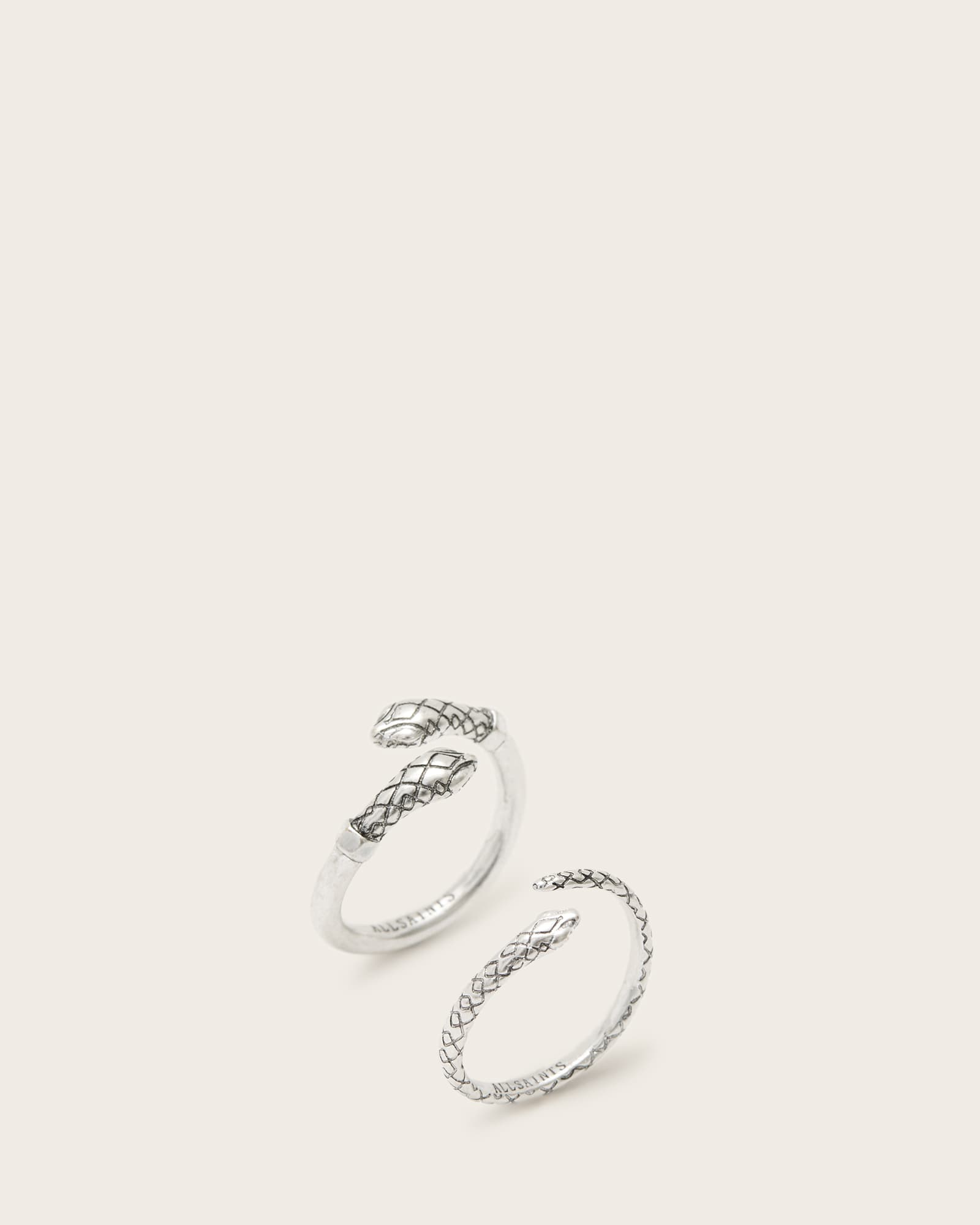 AllSaints Serpent Textured Ring Set