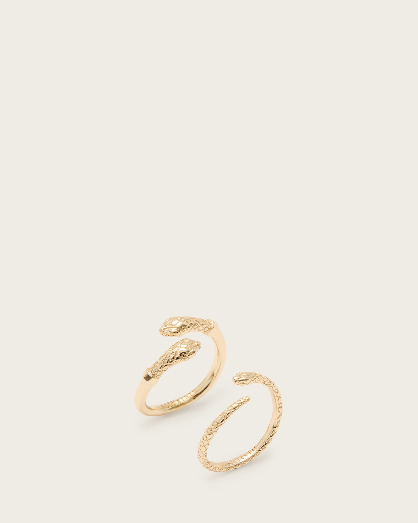 AllSaints Serpent Textured Ring Set