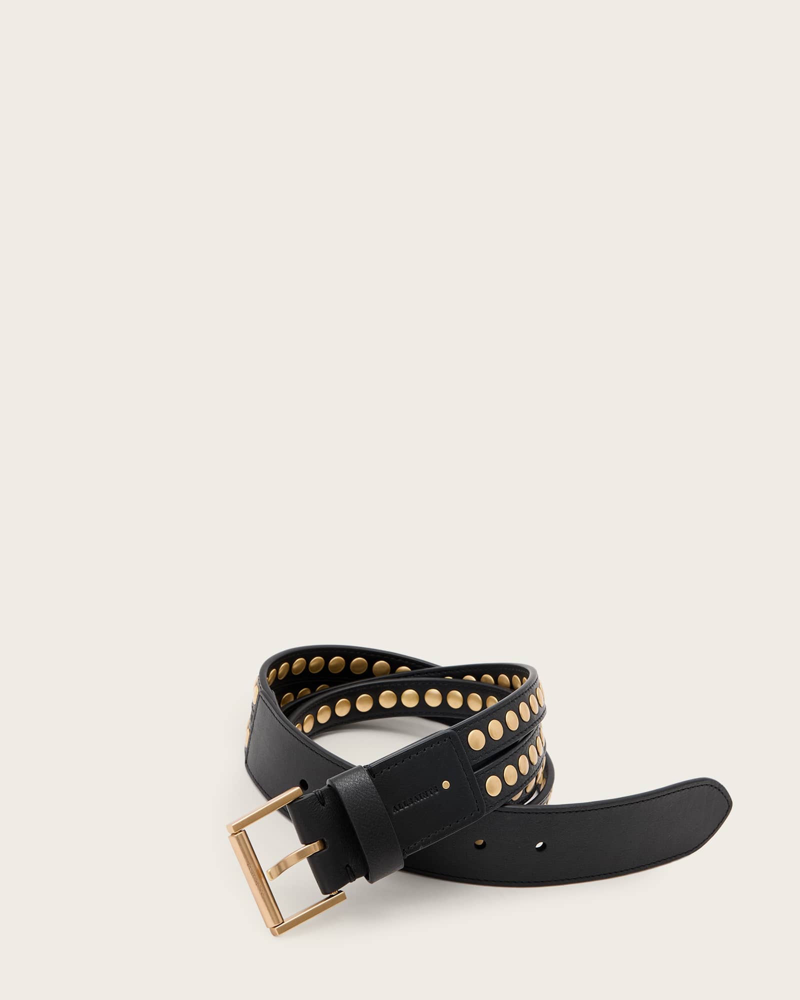 AllSaints Cow Leather Jessica Studded Leather Belt, Size: S
