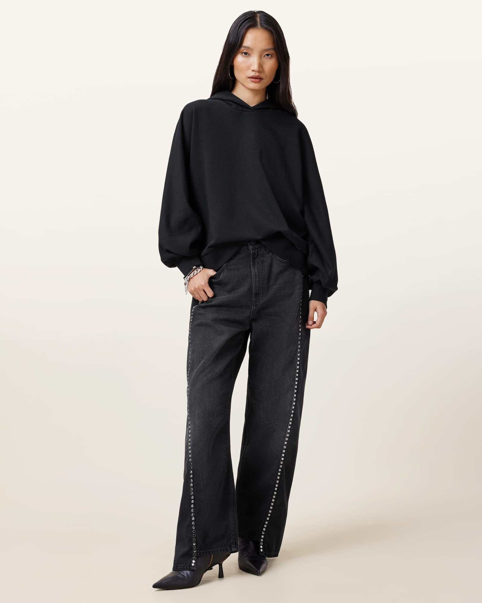 AllSaints Women's Cotton Artia Relaxed Fit Hoodie