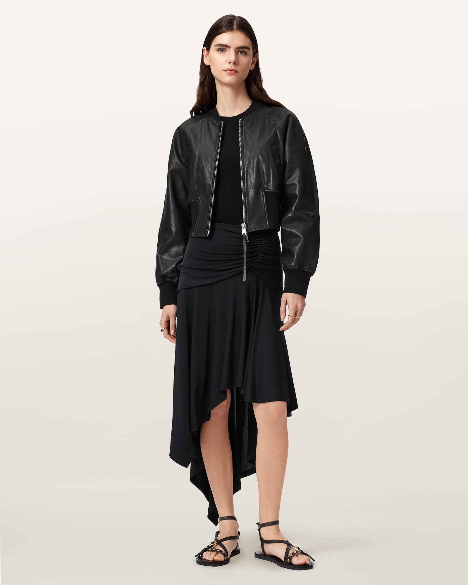AllSaints Acetate Annalie Jersey Midi Skirt, Size: UK 16/US 12