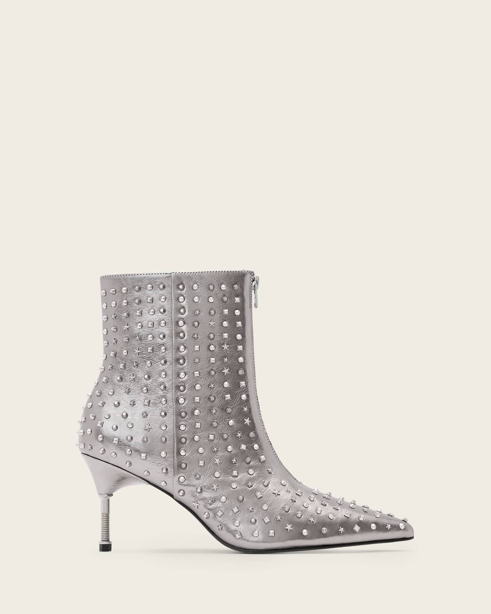 AllSaints Leather Natasha Studded Leather Boots, Size: UK 6/US 9/EU 39