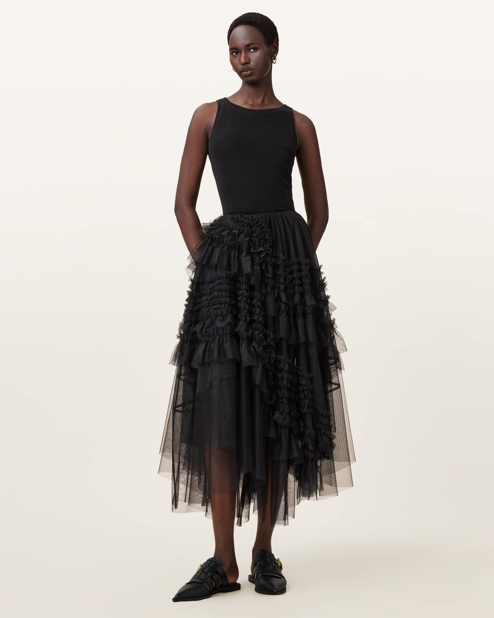 Allsaints Women's Jen Tulle Maxi Skirt - Size  14