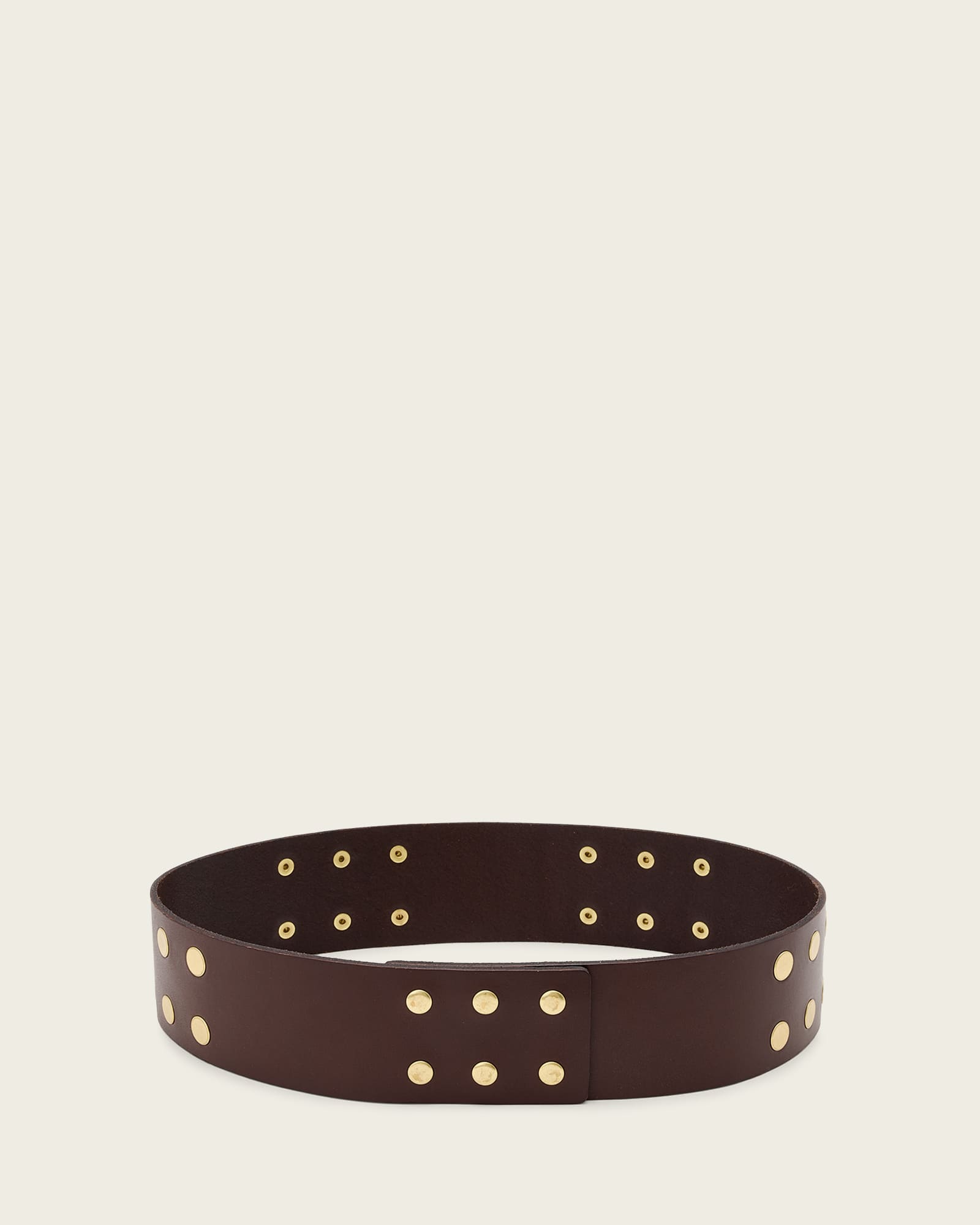 AllSaints Leather Rio Studded Leather Waist Belt, Size: XS