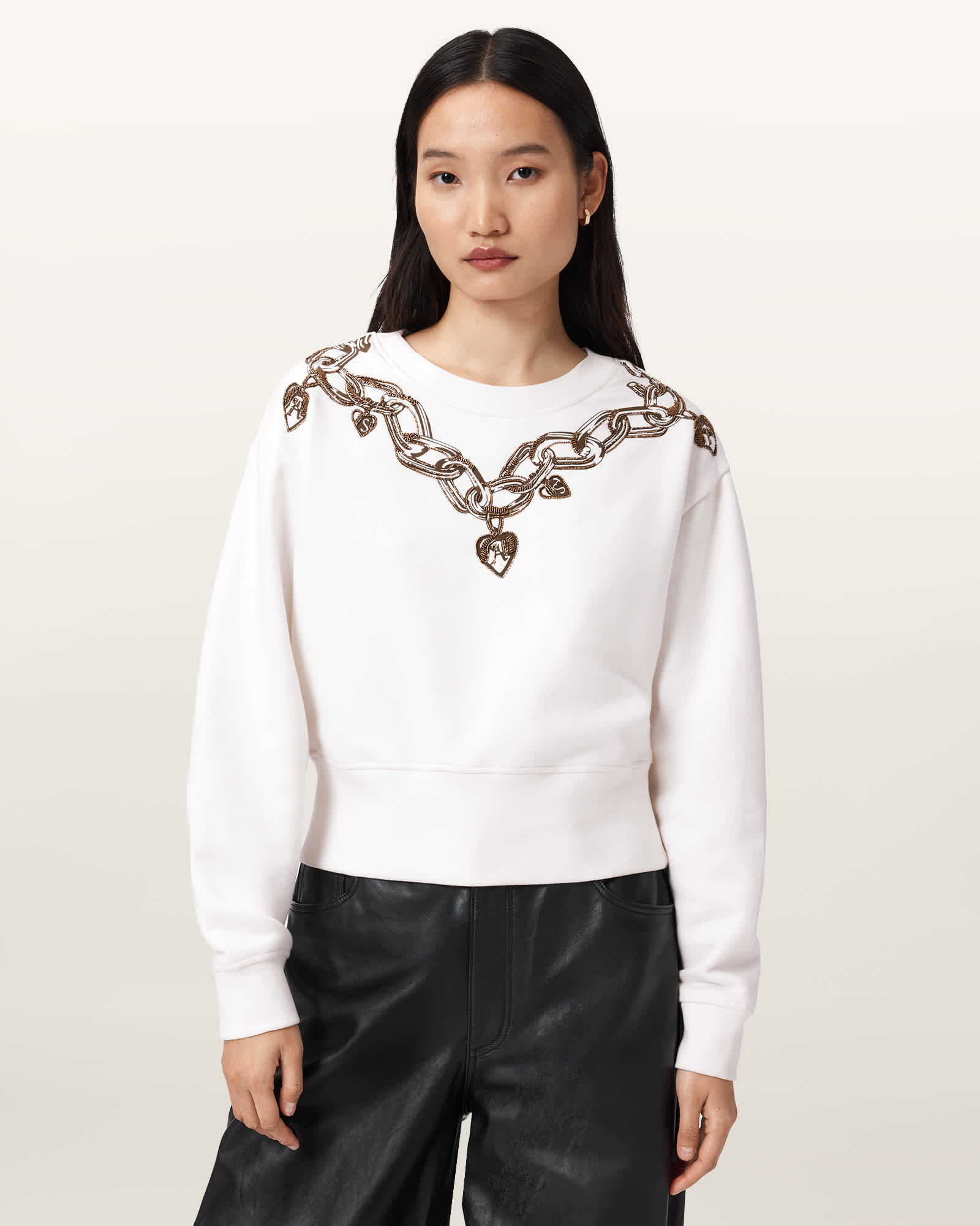 AllSaints Cotton Drip Separo Embellished Sweatshirt