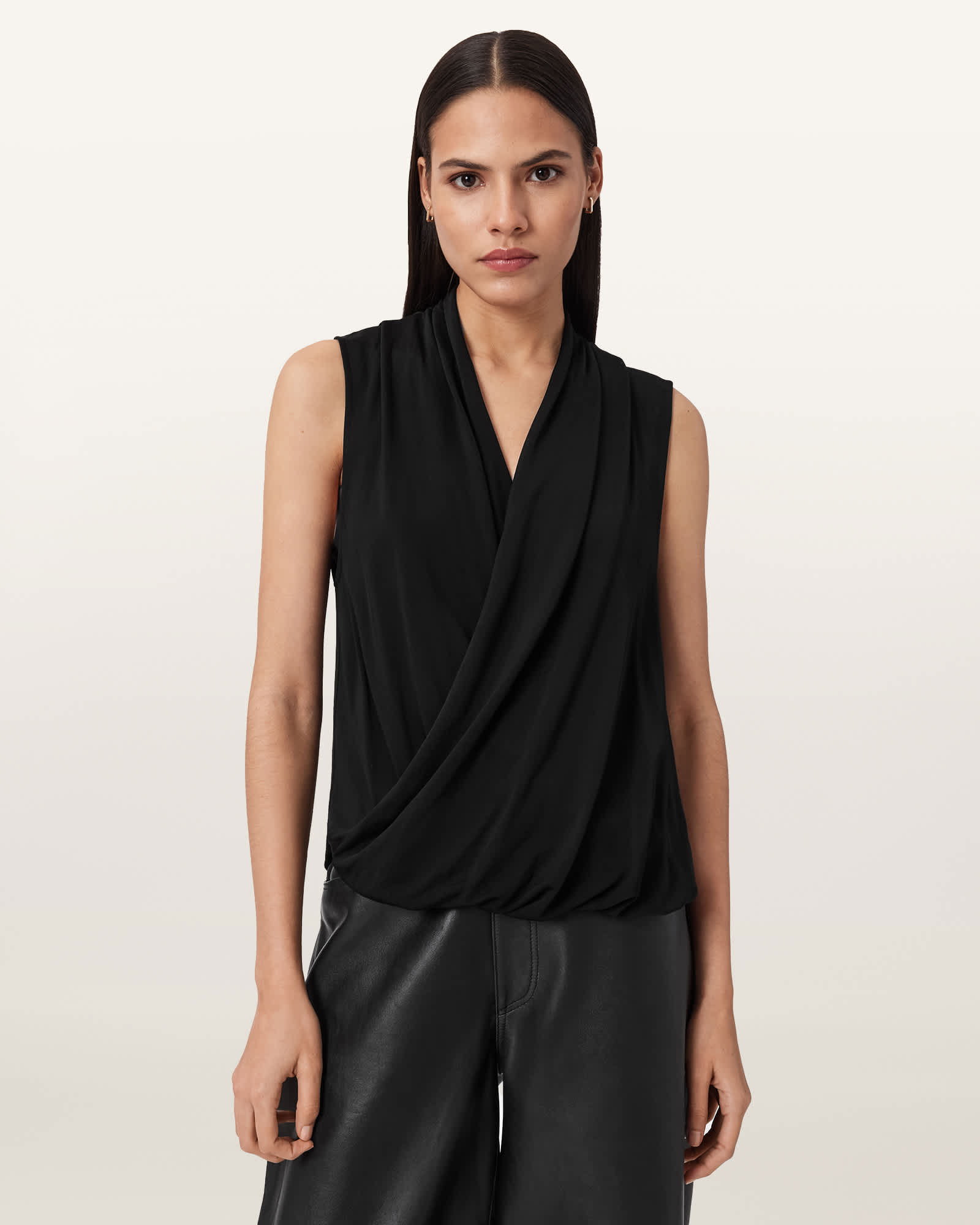 Allsaints Women's Adaline V-Neck Wrap Top - Size  12