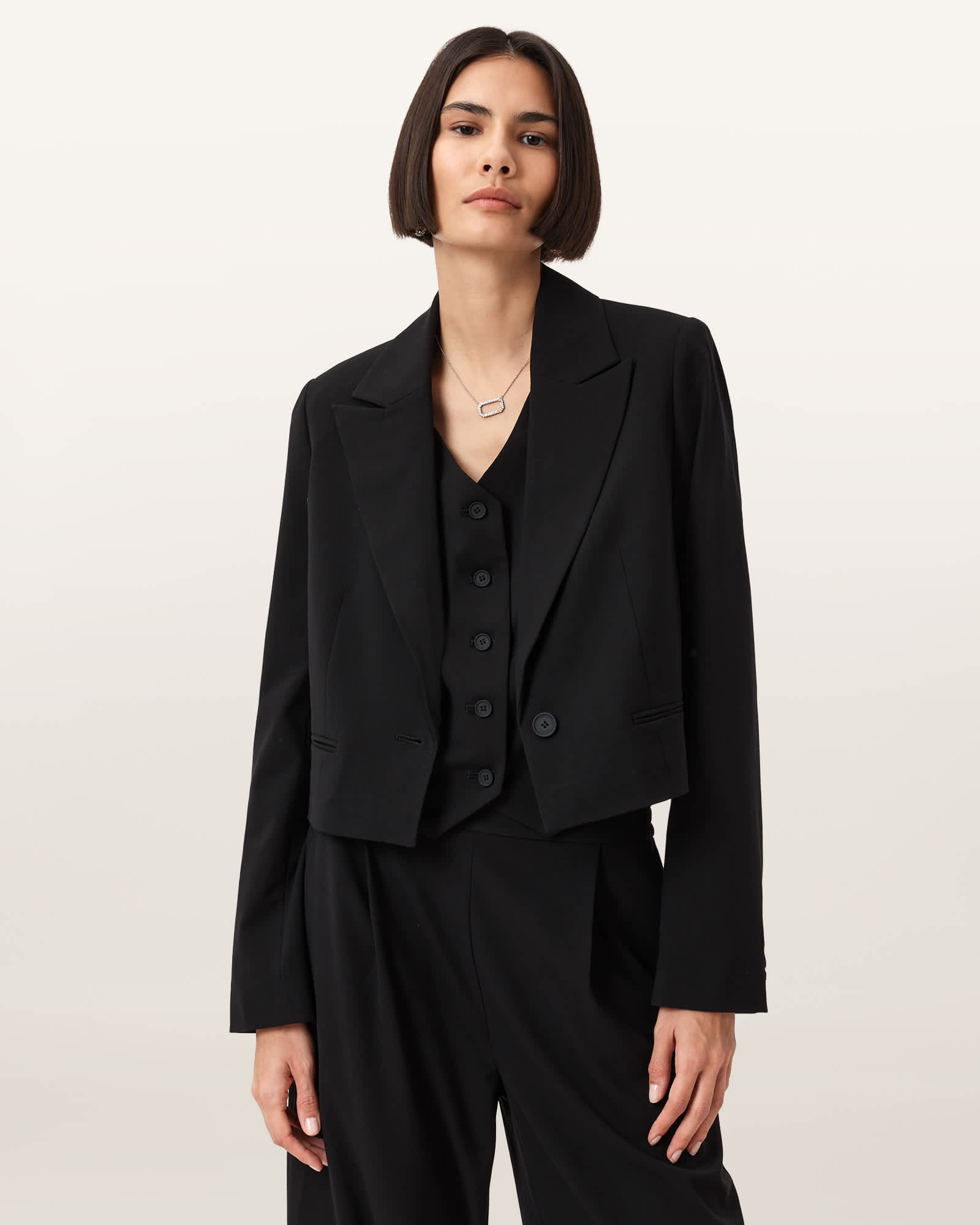 Allsaints Women's Shores Cropped Relaxed Fit Blazer - Size  16