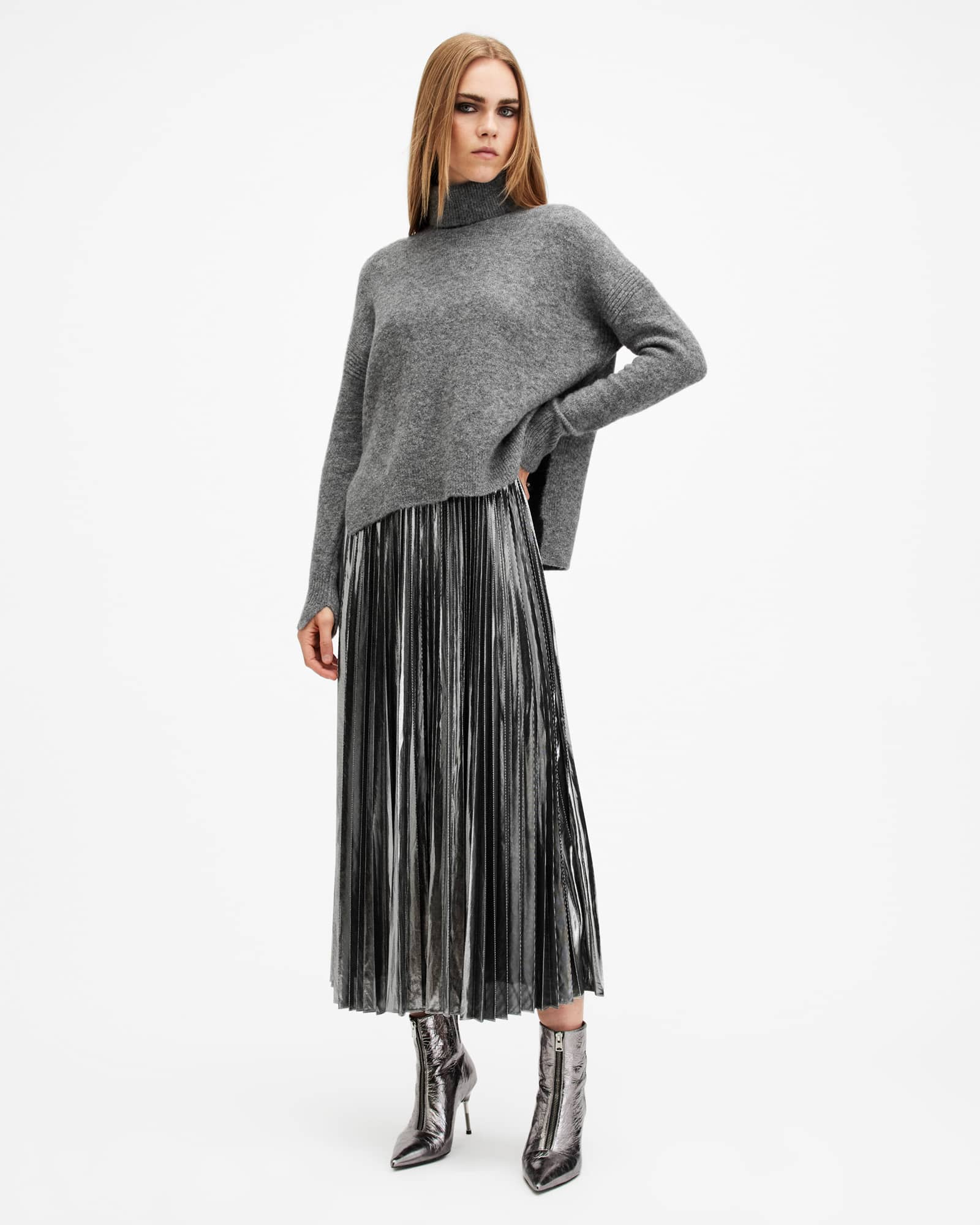 Allsaints Women's Spark 2-In-1 Pleated Maxi Dress - Size  Xs