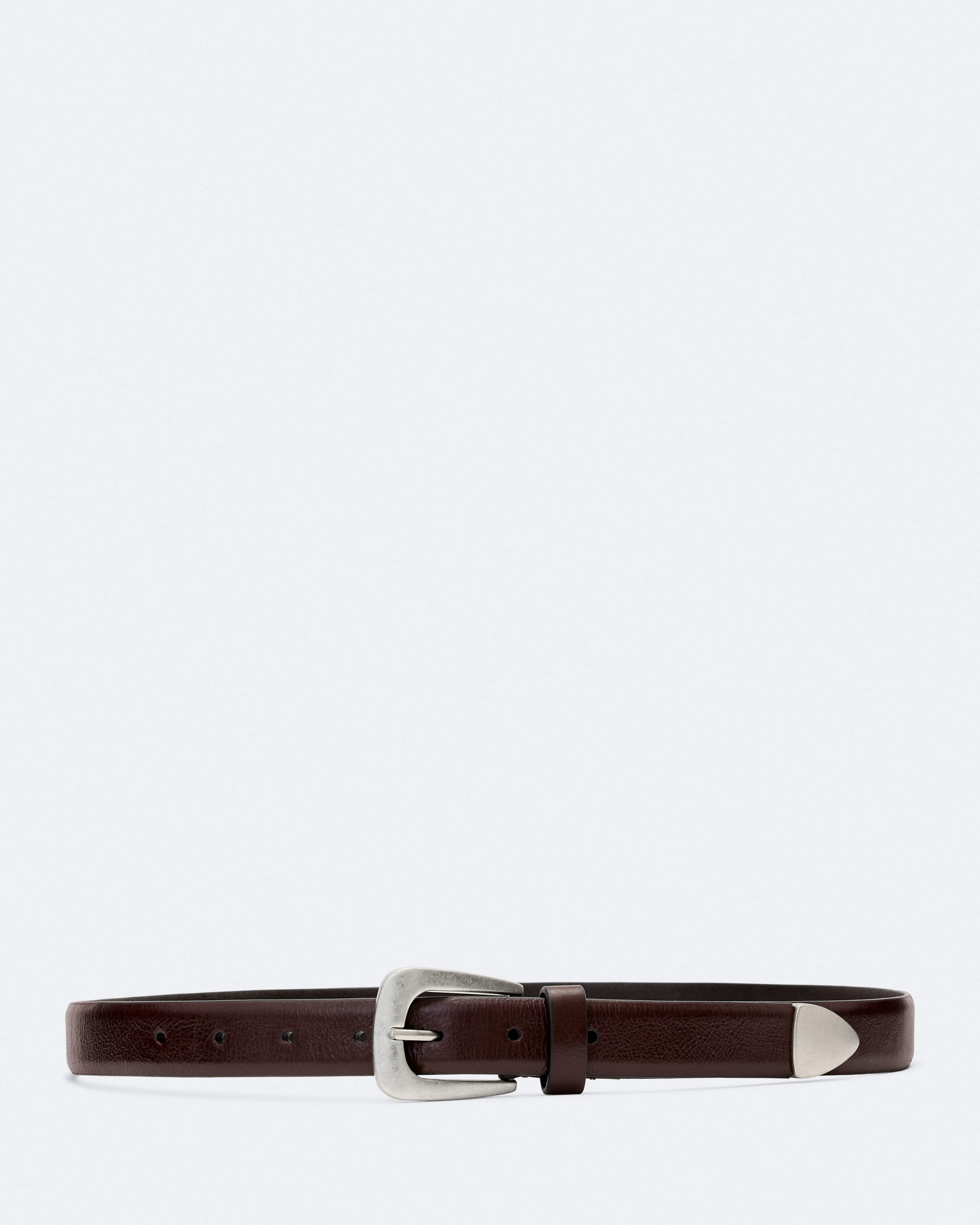 AllSaints Women's Romy Metal-Tipped Leather Belt, Red, Size: S