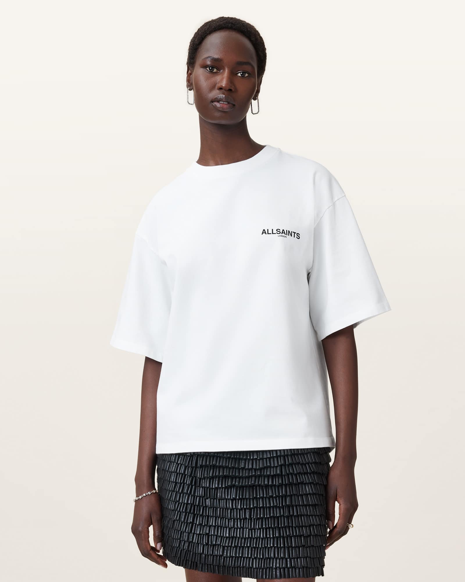 AllSaints Heaps Oversized Amelie T-Shirt, White
