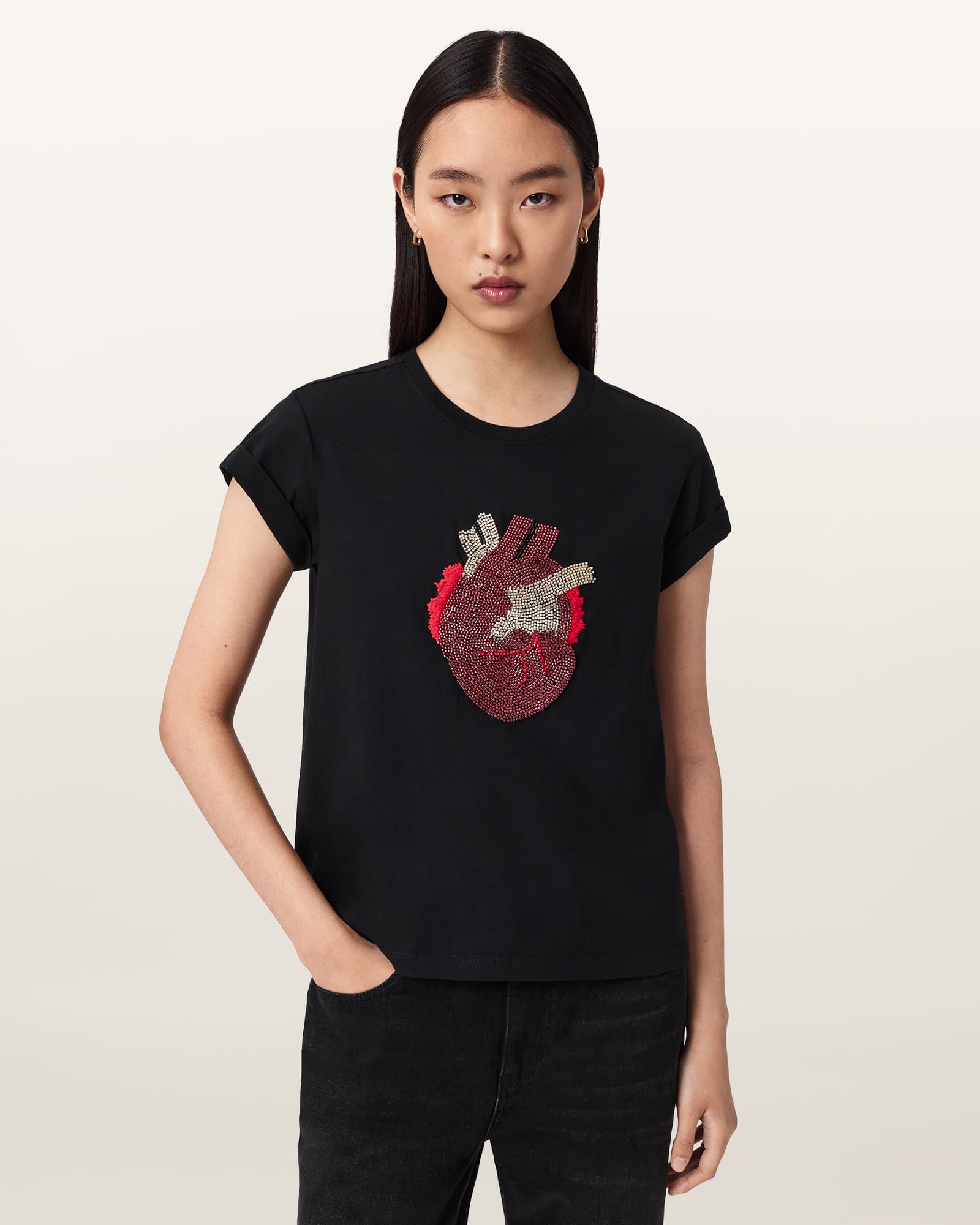 Allsaints Women's Andrea Anna Embellished Tee - Size  S