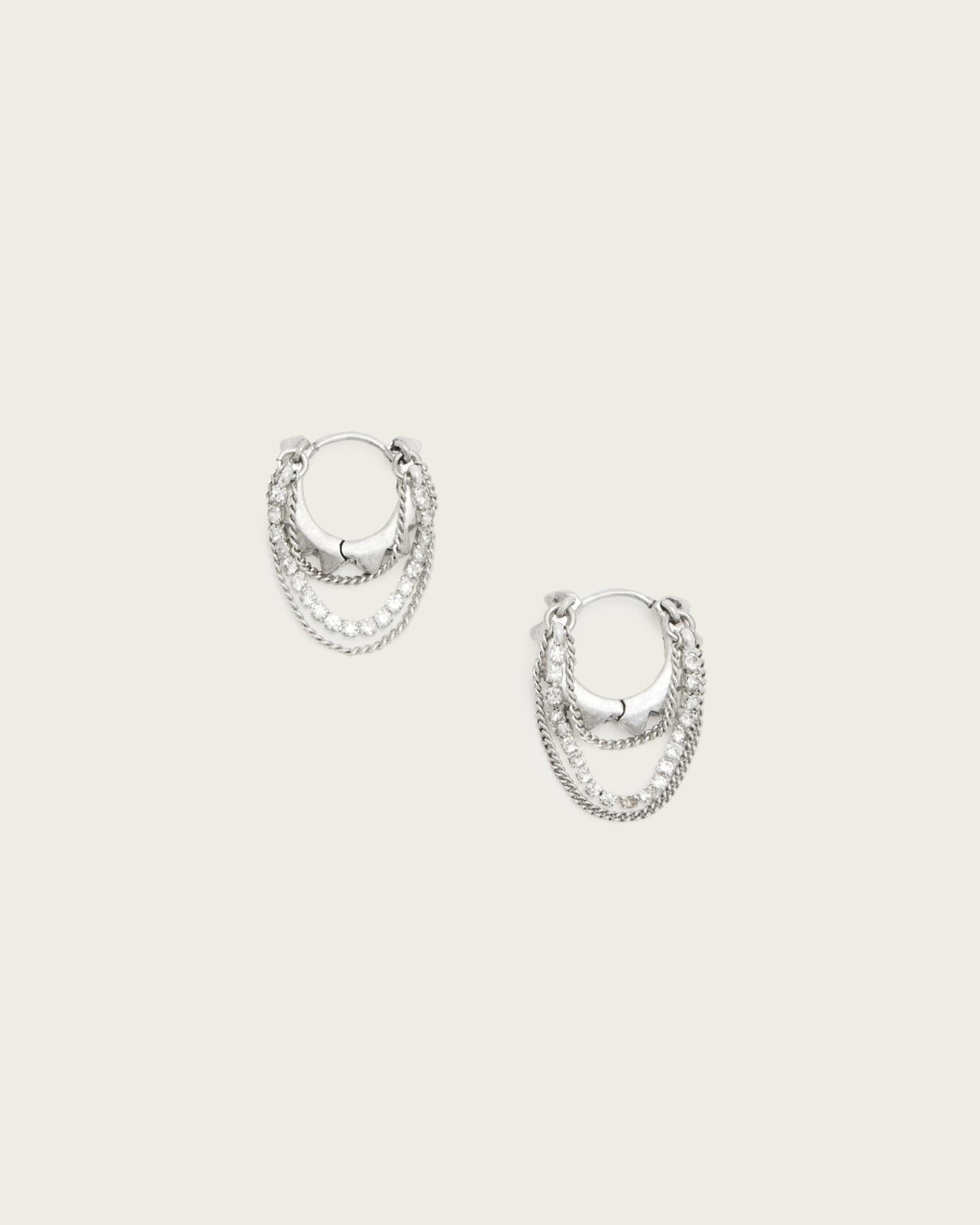 Allsaints Women's Silver Trudy Small Chain Hoop Earrings, One Size