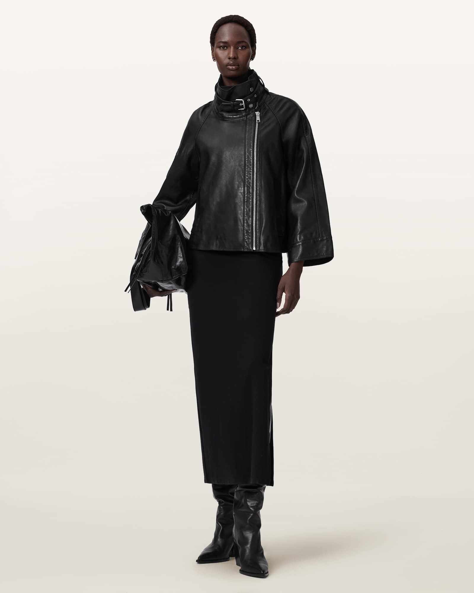 AllSaints Leather Rhodes Relaxed Fit Leather Jacket, Size: M