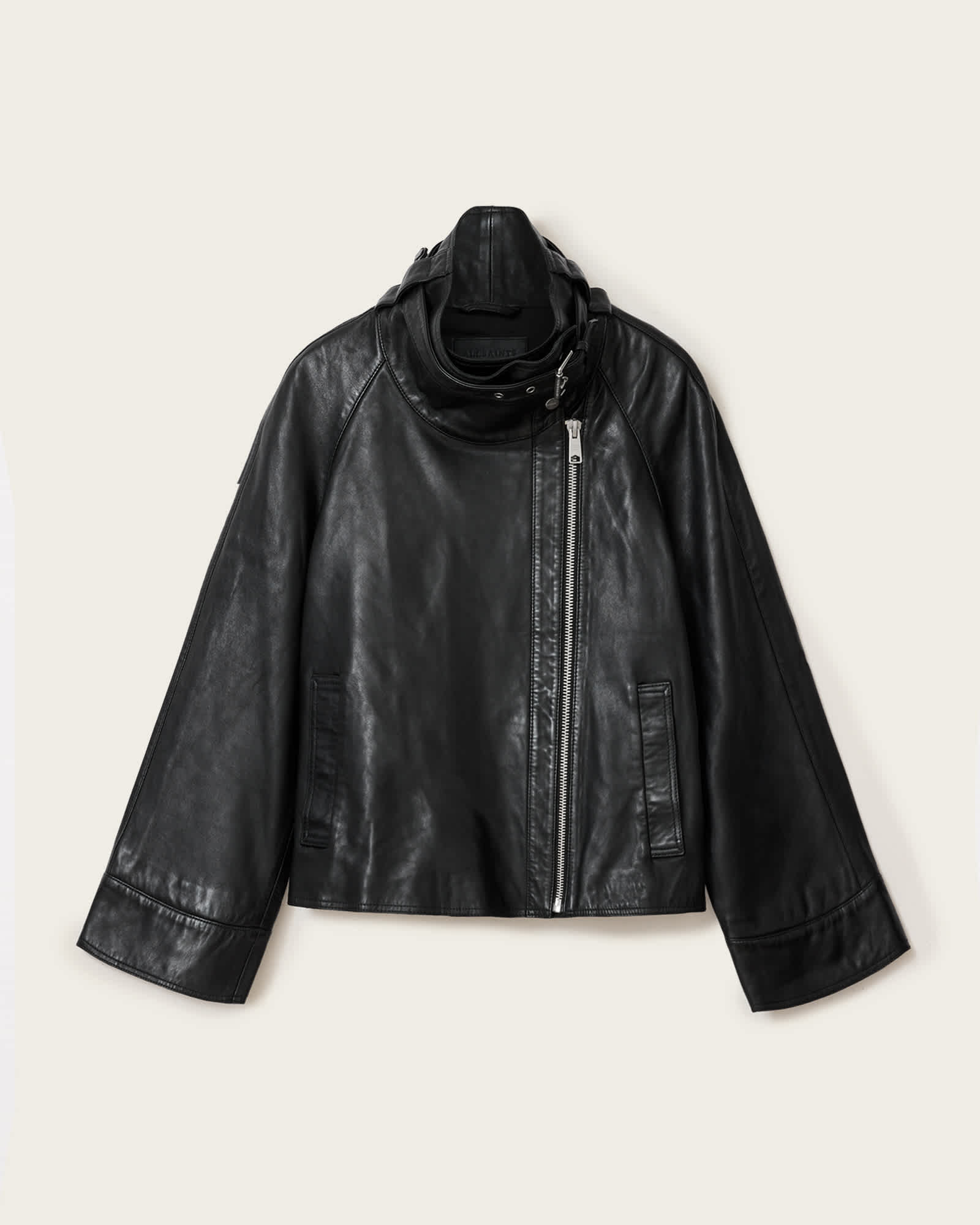 AllSaints Leather Rhodes Relaxed Fit Leather Jacket, Size: S