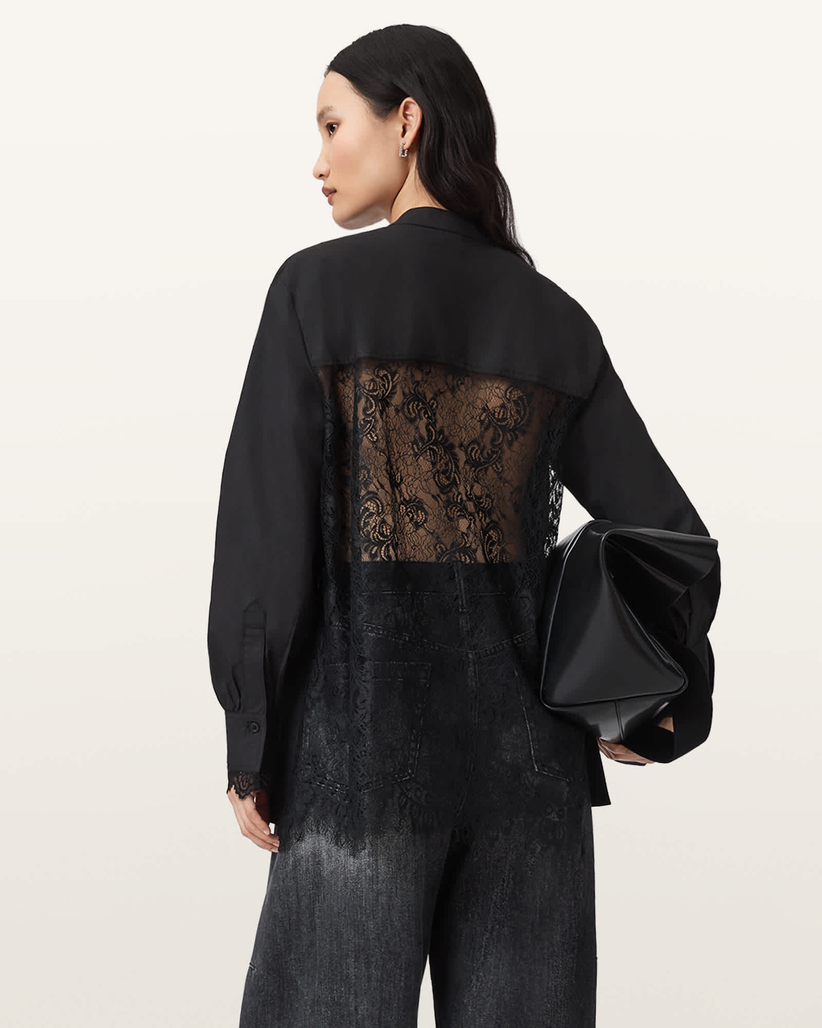 AllSaints Women's Cotton Ethel Lace Trim Shirt