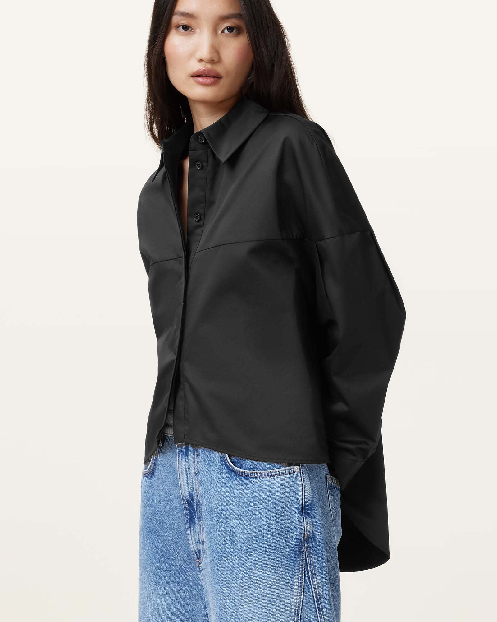 AllSaints Women's Toria Organic Cotton Dipped Hem Shirt