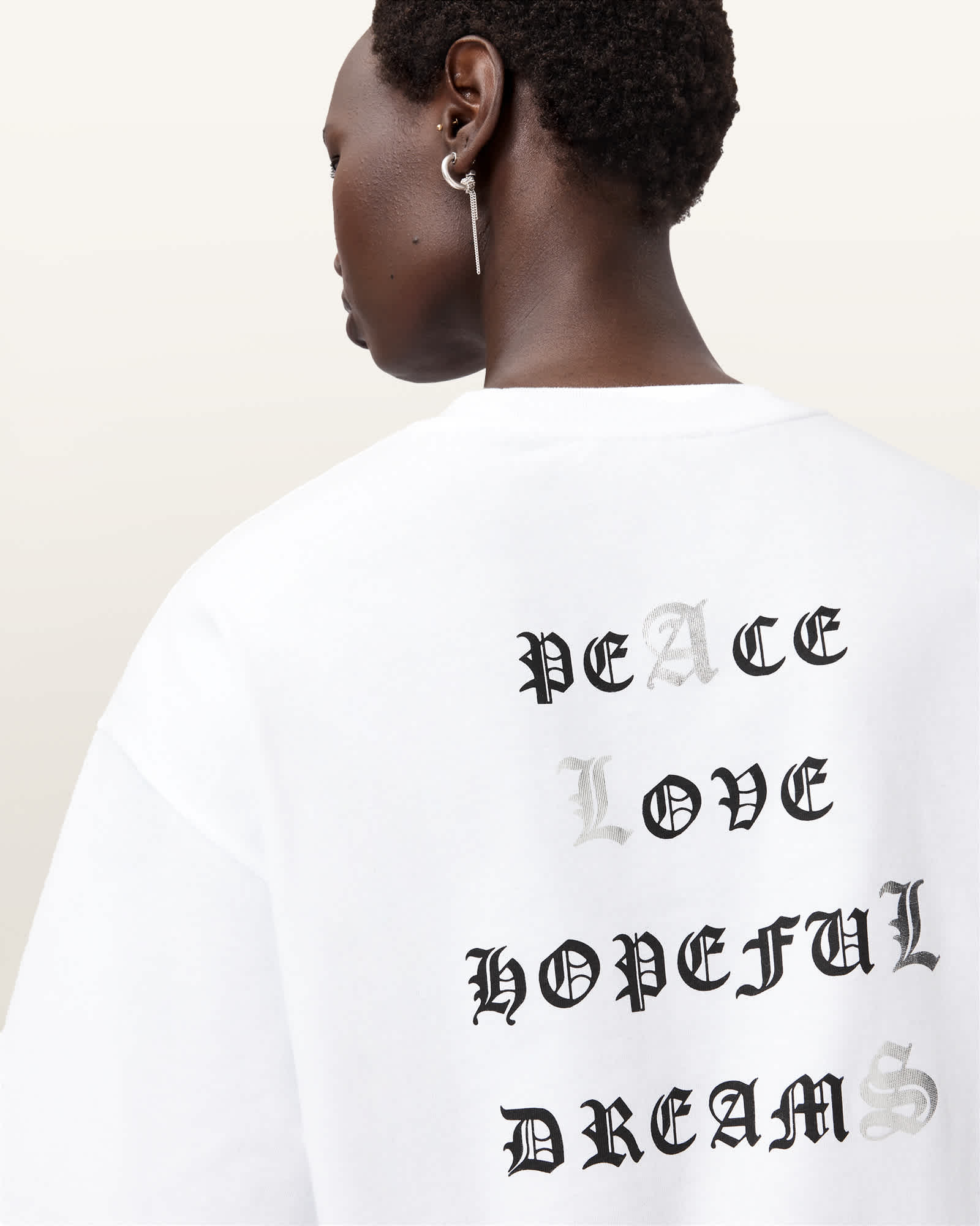 Allsaints Vision Amelie Oversized T-shirt In White