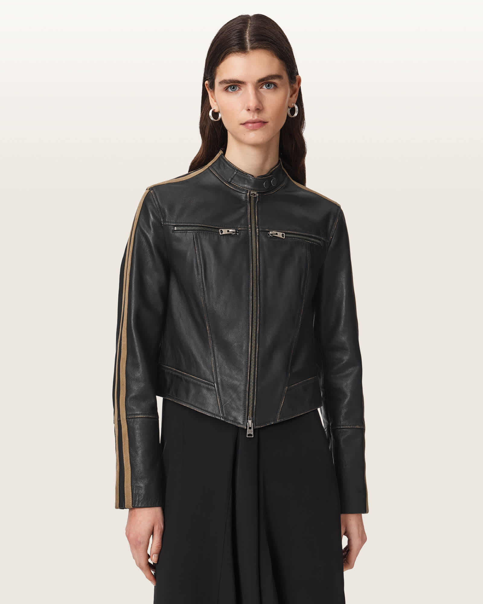 AllSaints Tiggy Fitted Leather Jacket