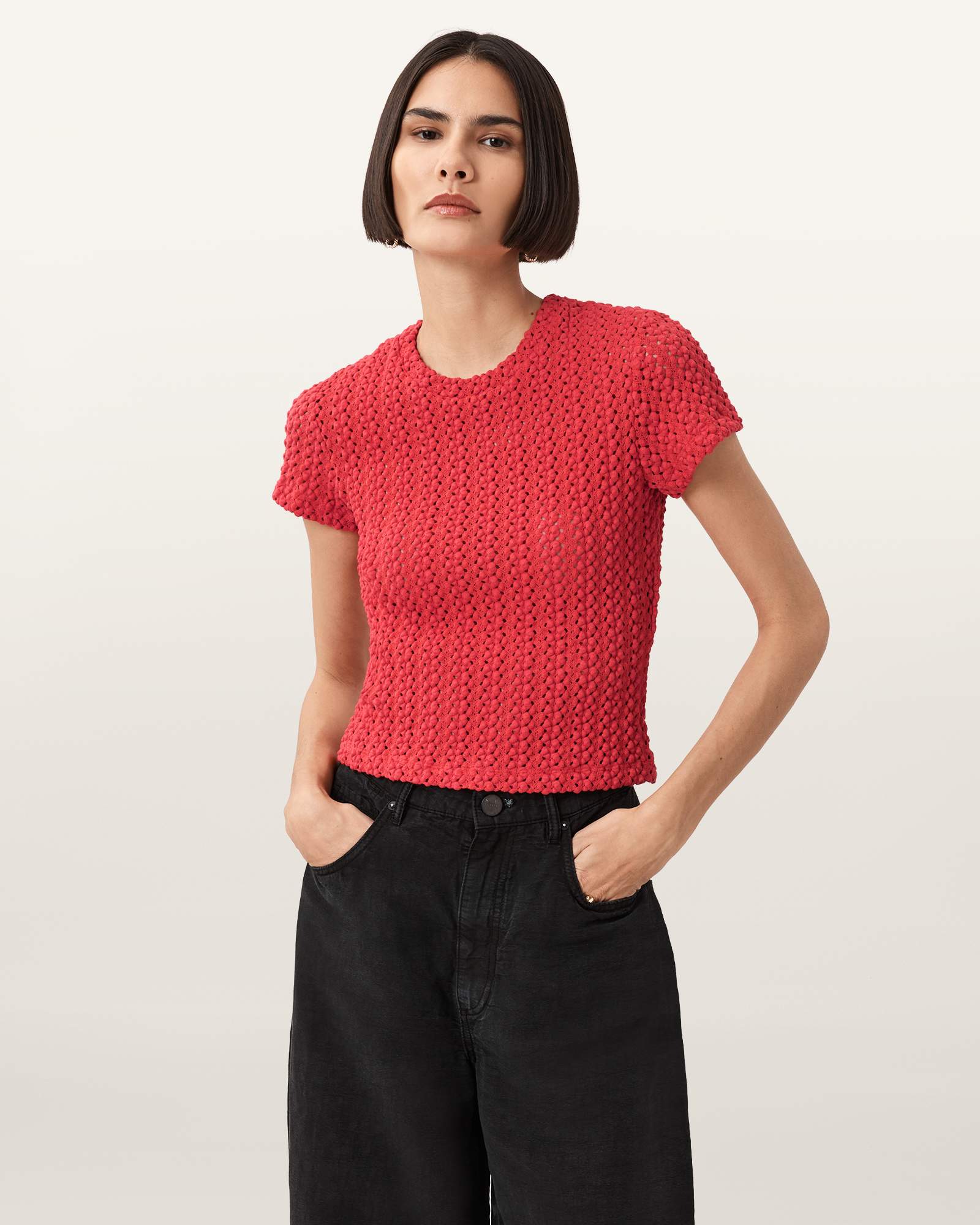 AllSaints Karma Stevie Slim Fit Crochet T-Shirt