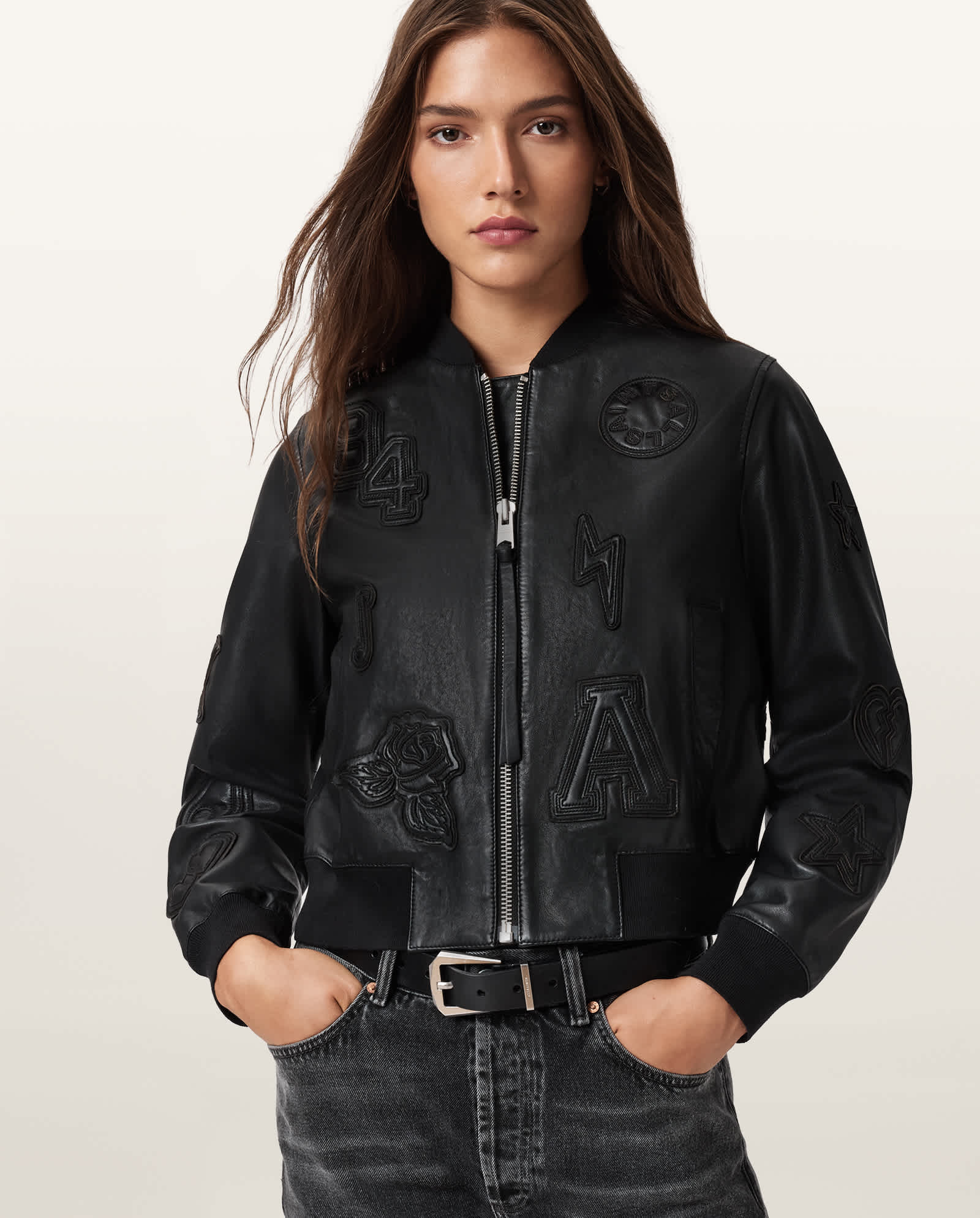 Allsaints Women's Orten 94 Leather Bomber Jacket - Size  16