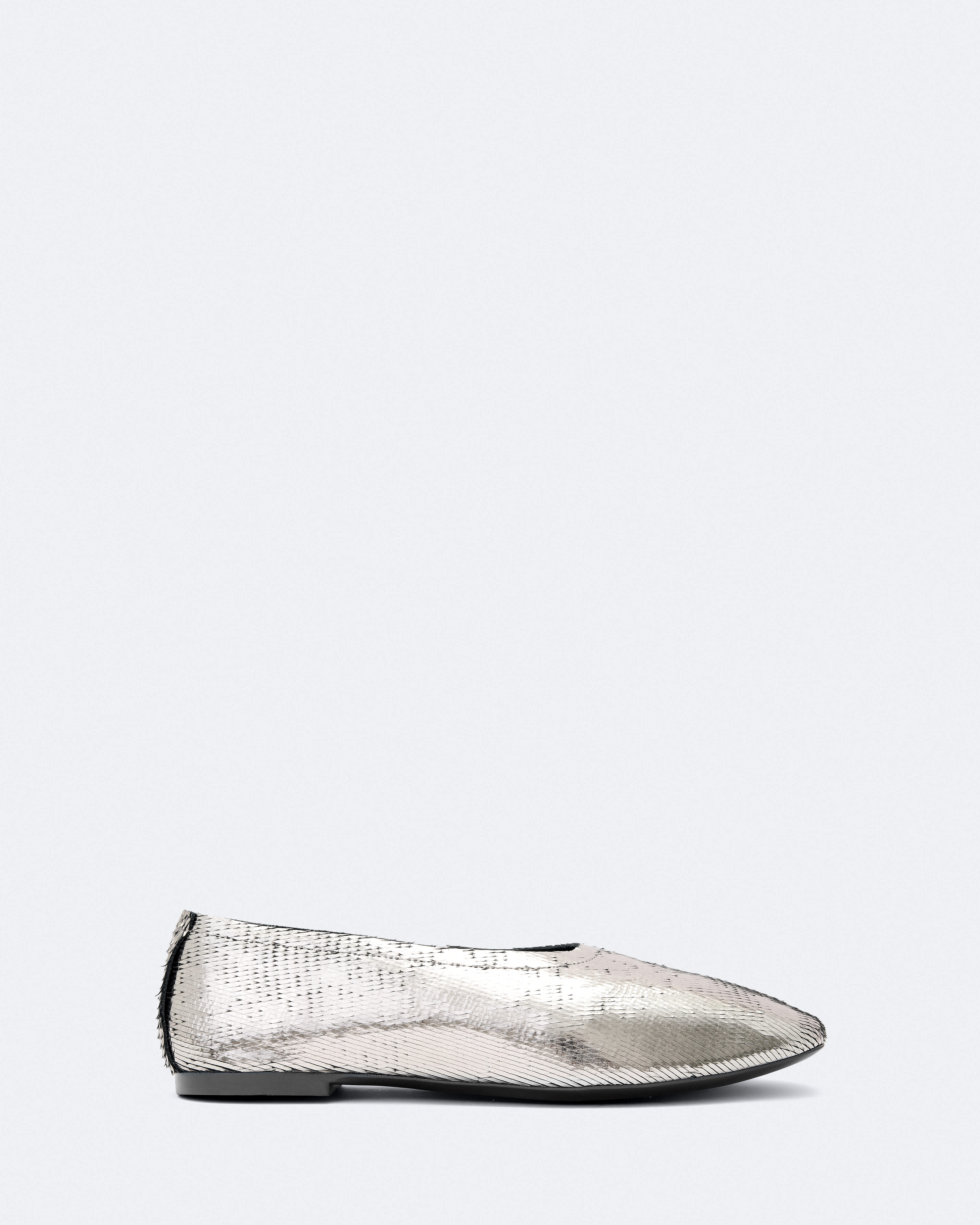 Allsaints Women's Hailee Leather Ballet Flats Grey Size Uk 4/ Us 7/ Eu 37
