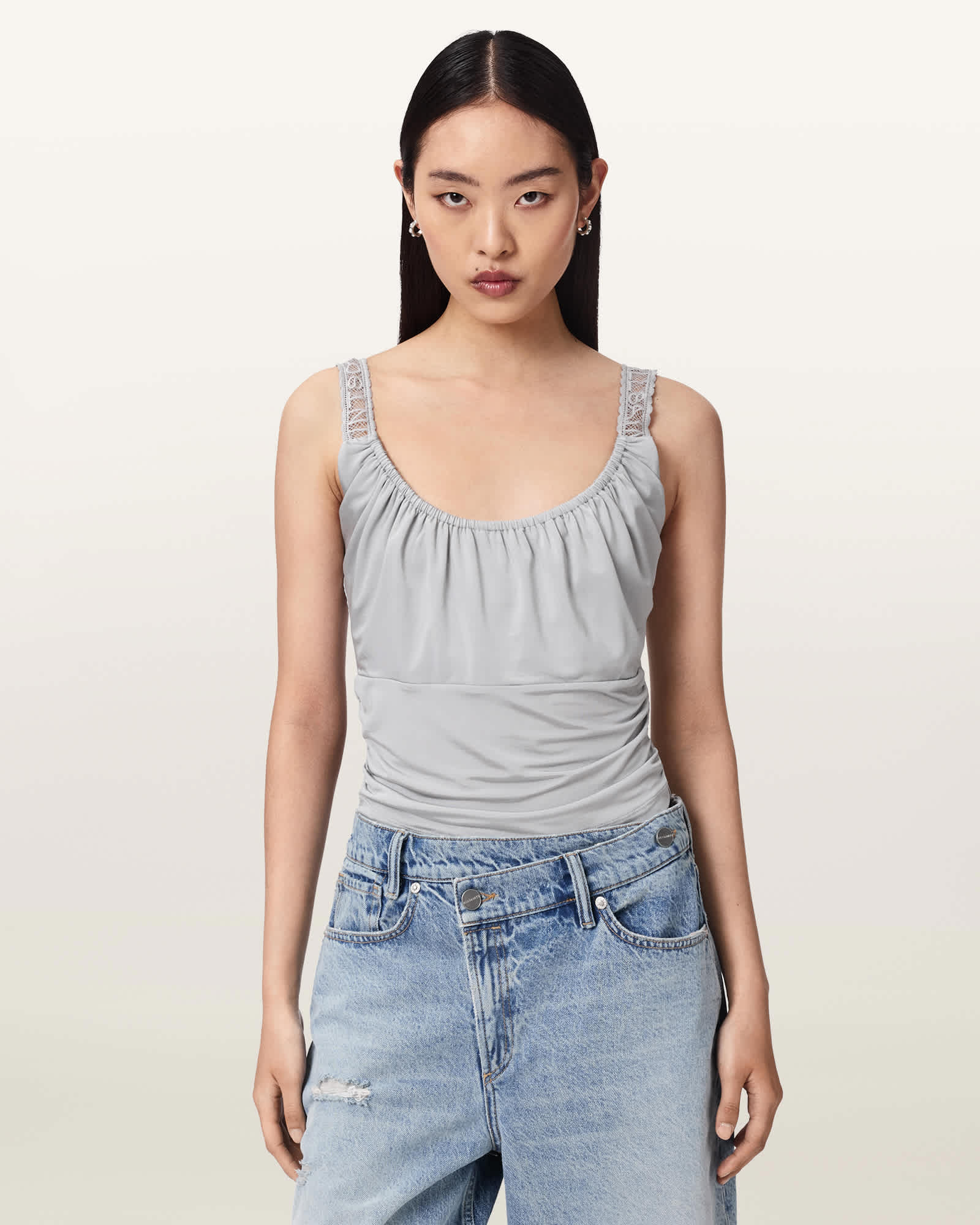 AllSaints Celena Slim Fit Scoop Neck Top