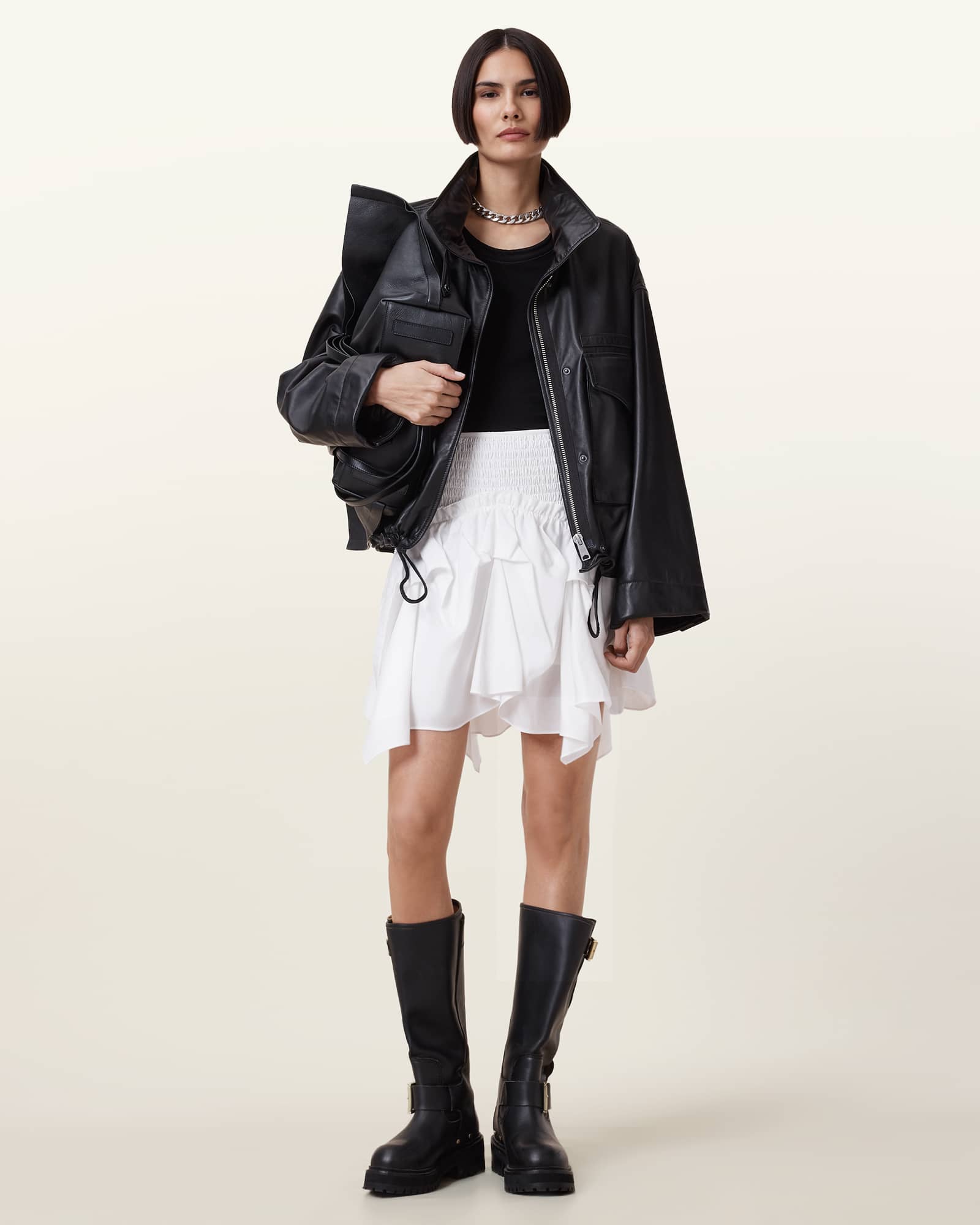 AllSaints Palmer Asymmetric Mini Skirt