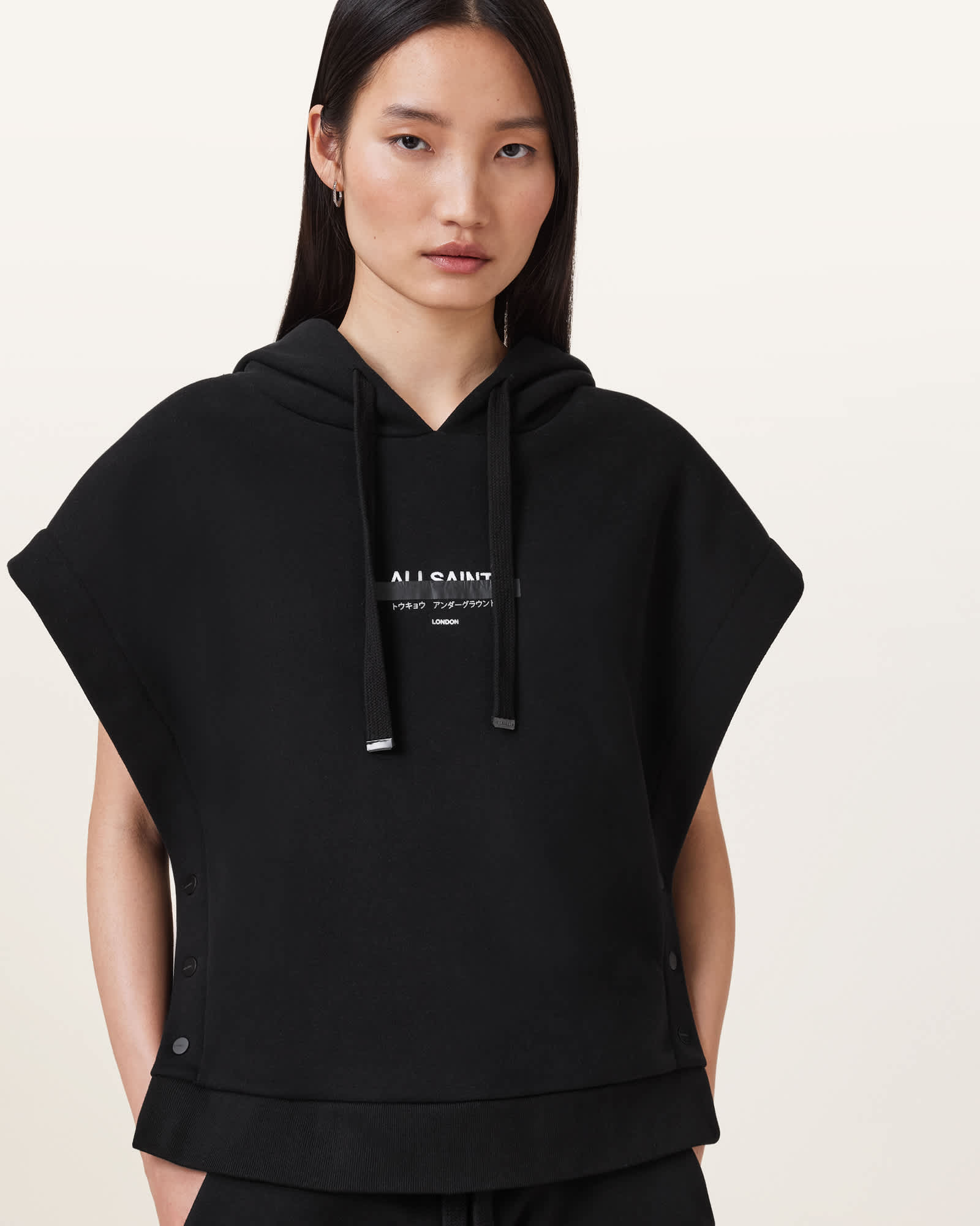 AllSaints Cotton Sorri Redact Logo Hoodie