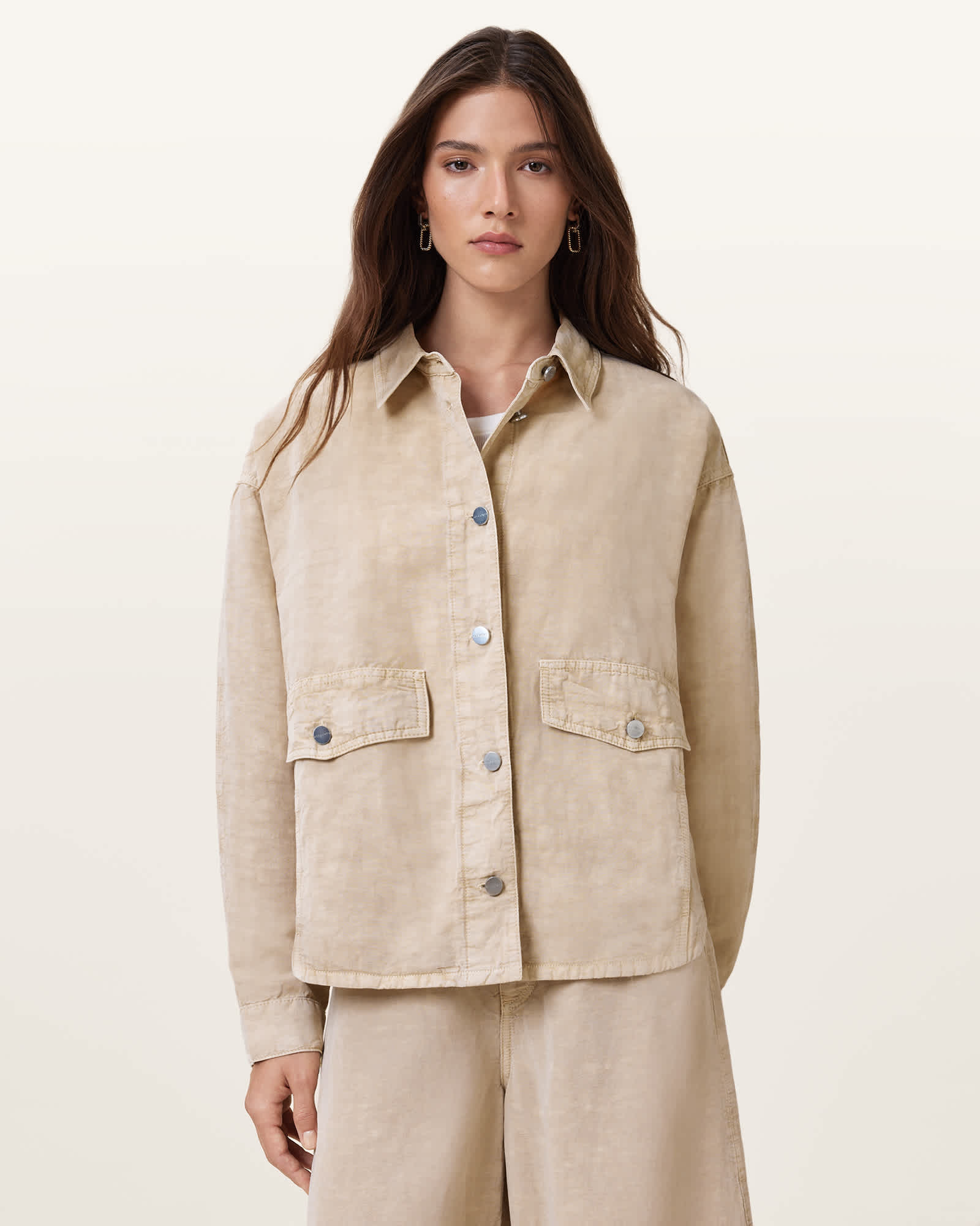 AllSaints Lyocell/Linen Hettie Oversized Linen Blend Shacket