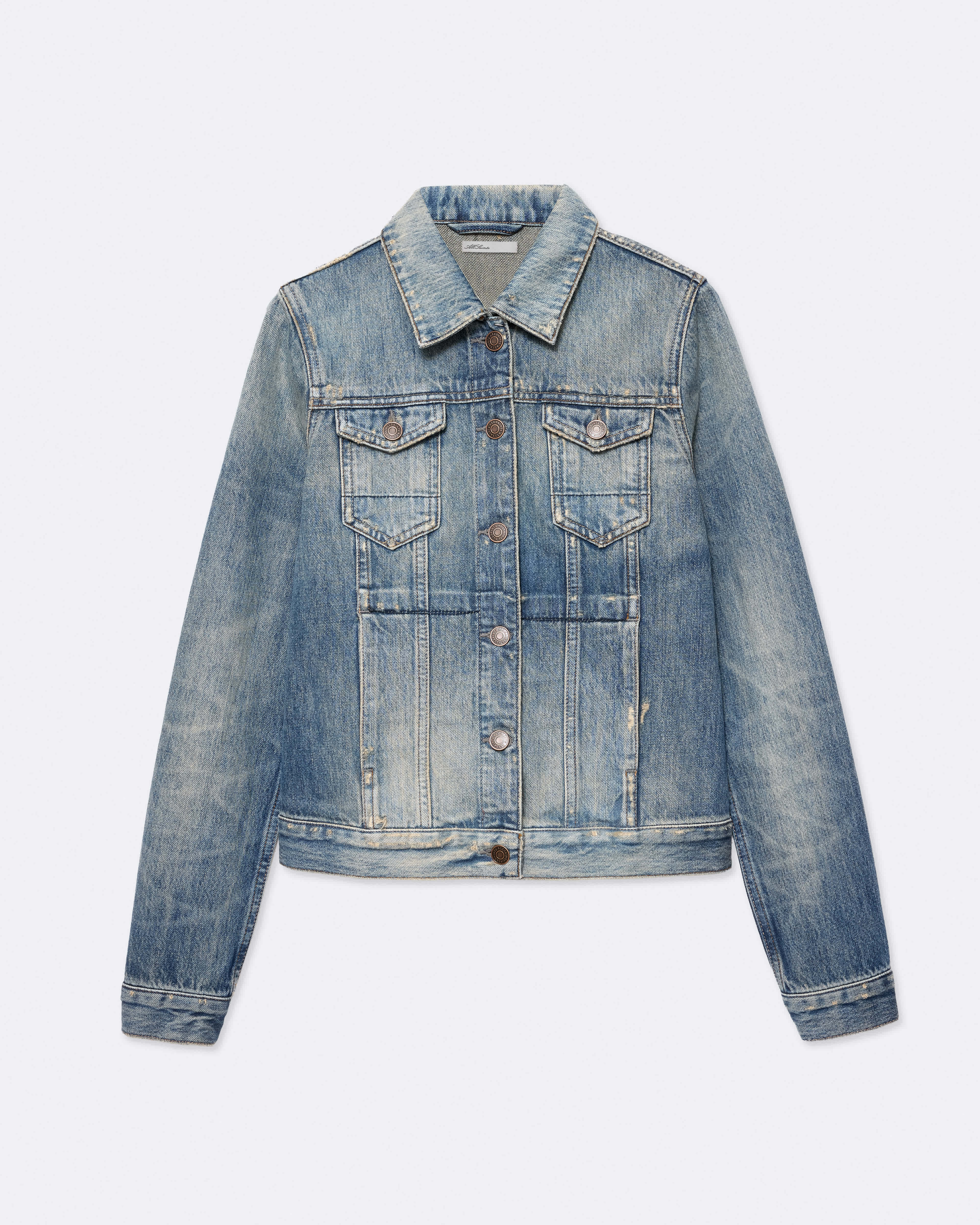 AllSaints Women's Fitted Denim Trucker Jacket, Blue, Size: 16