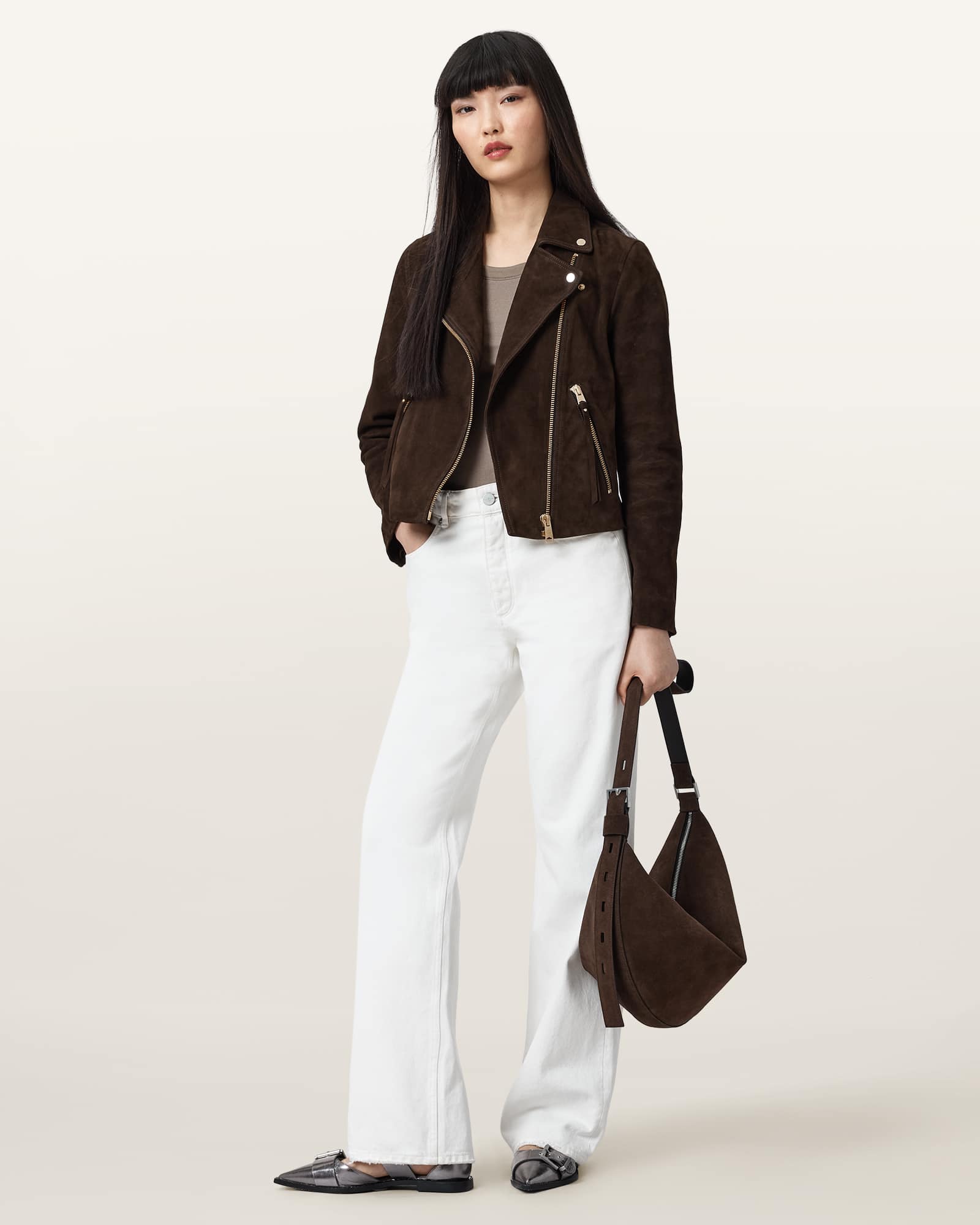 Allsaints Women's Dalby Suede Biker Jacket - Size  6