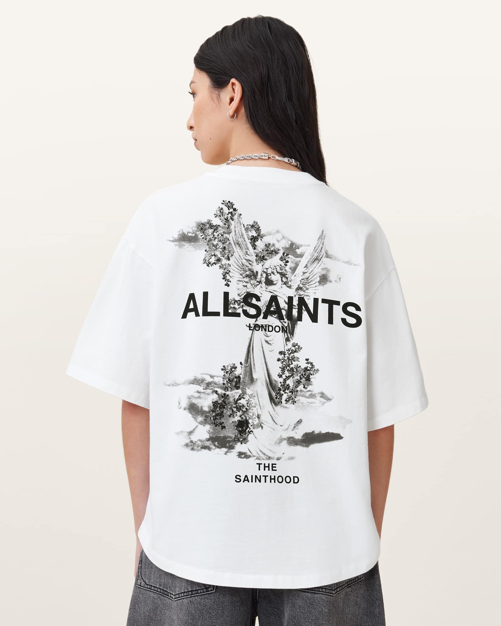 AllSaints Women's Cotton Guardian Amelie Oversized T-Shirt, Size: L